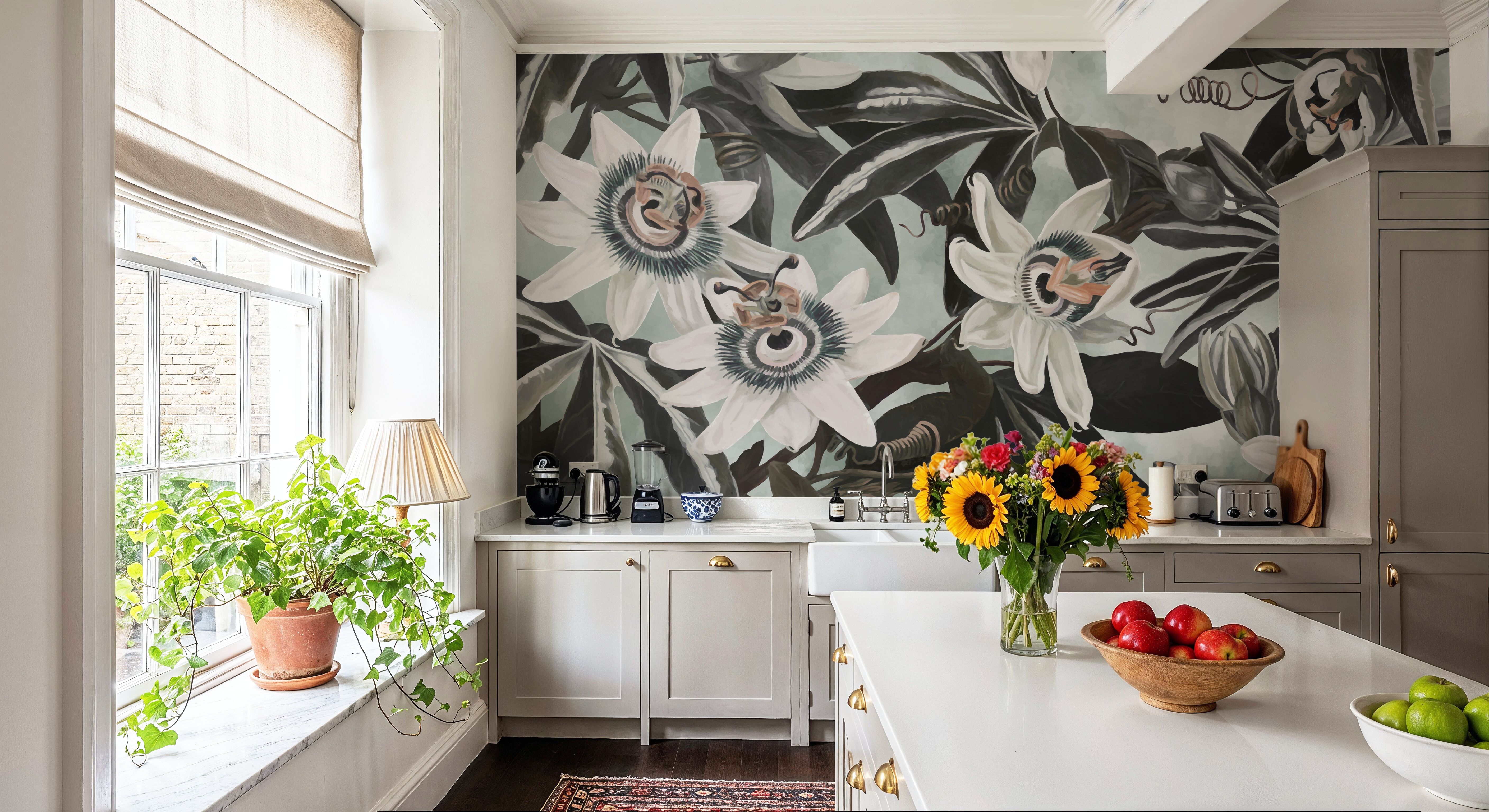 White Passiflora Green