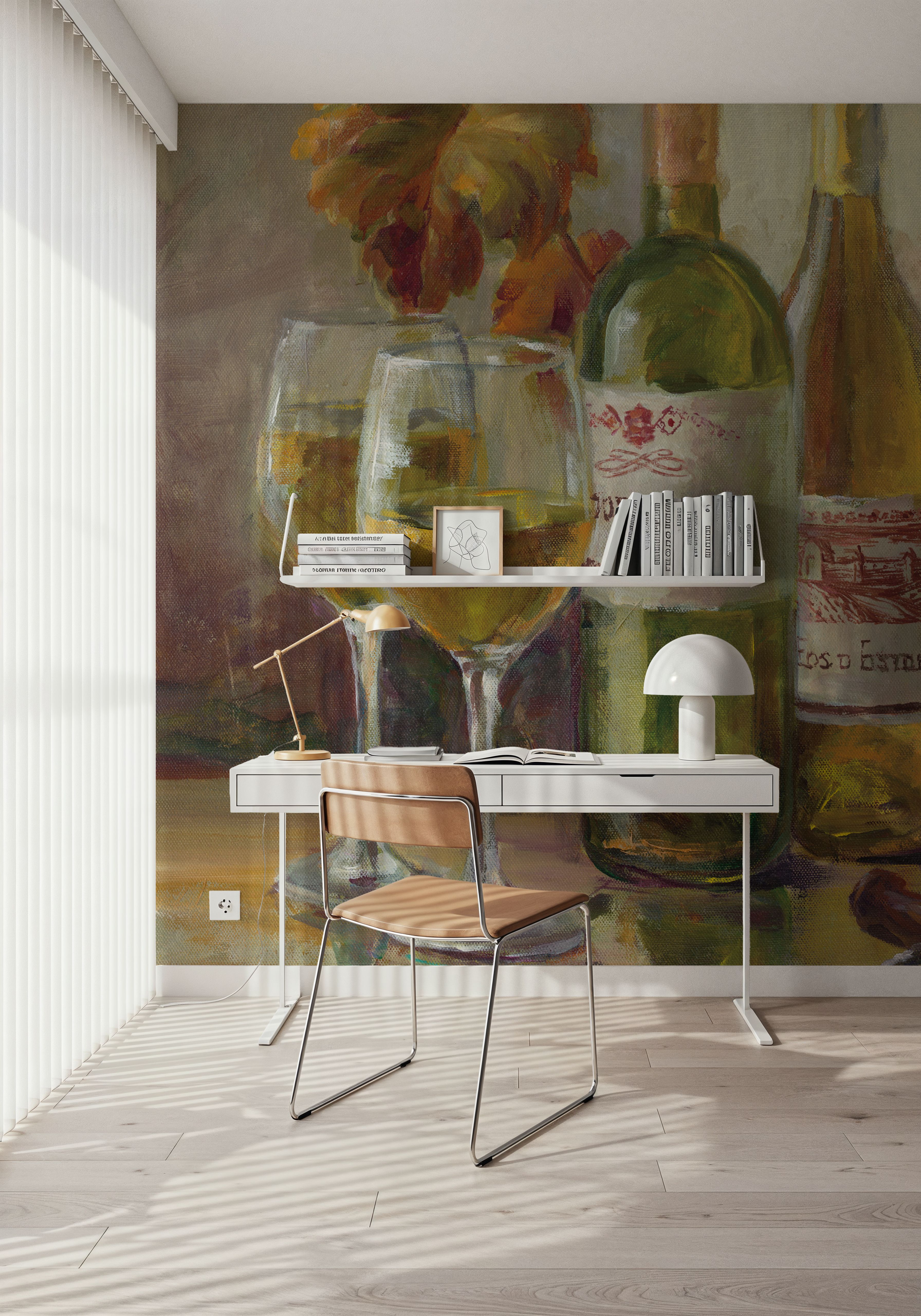 Wall Mural - Opening the Wine - Floral Nature mural wallpaper - Yellow - Hallway staircases - Wallism US - Premium, Textured or Peel & Stick