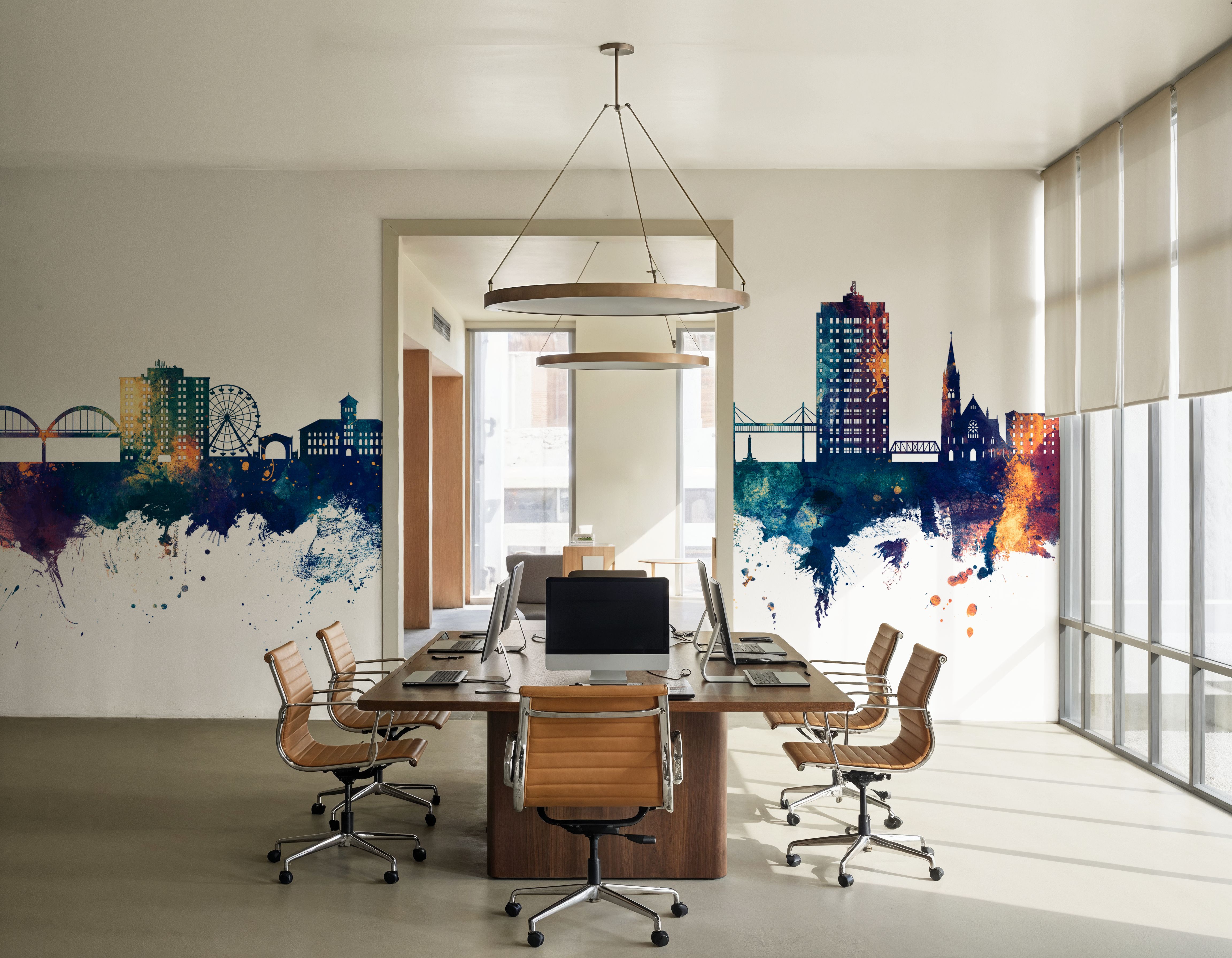 Davenport Iowa Skyline Blue & Bronze