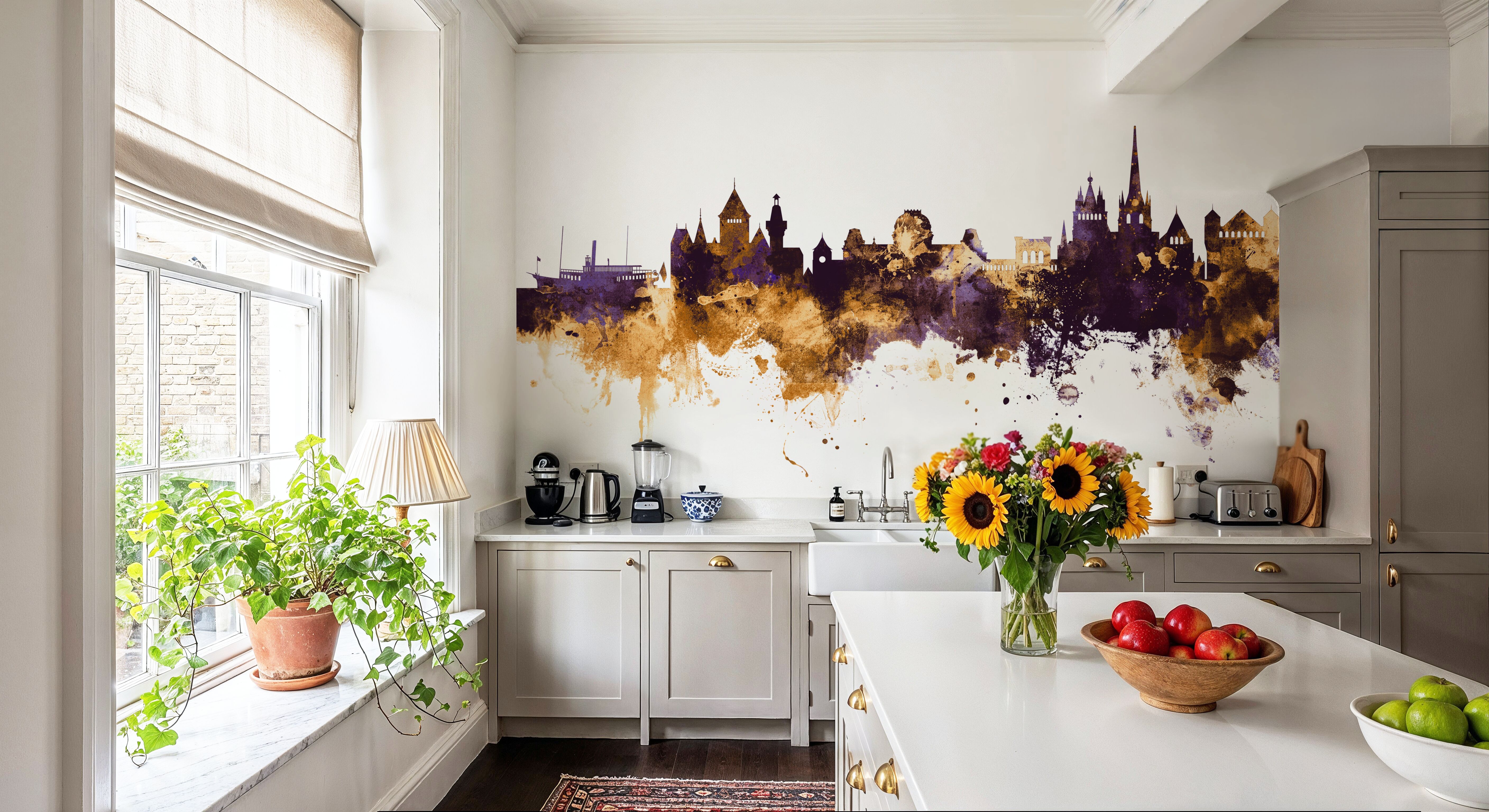 Lausanne Switzerland Skyline Purple & Gold
