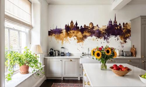 Lausanne Switzerland Skyline Purple & Gold
