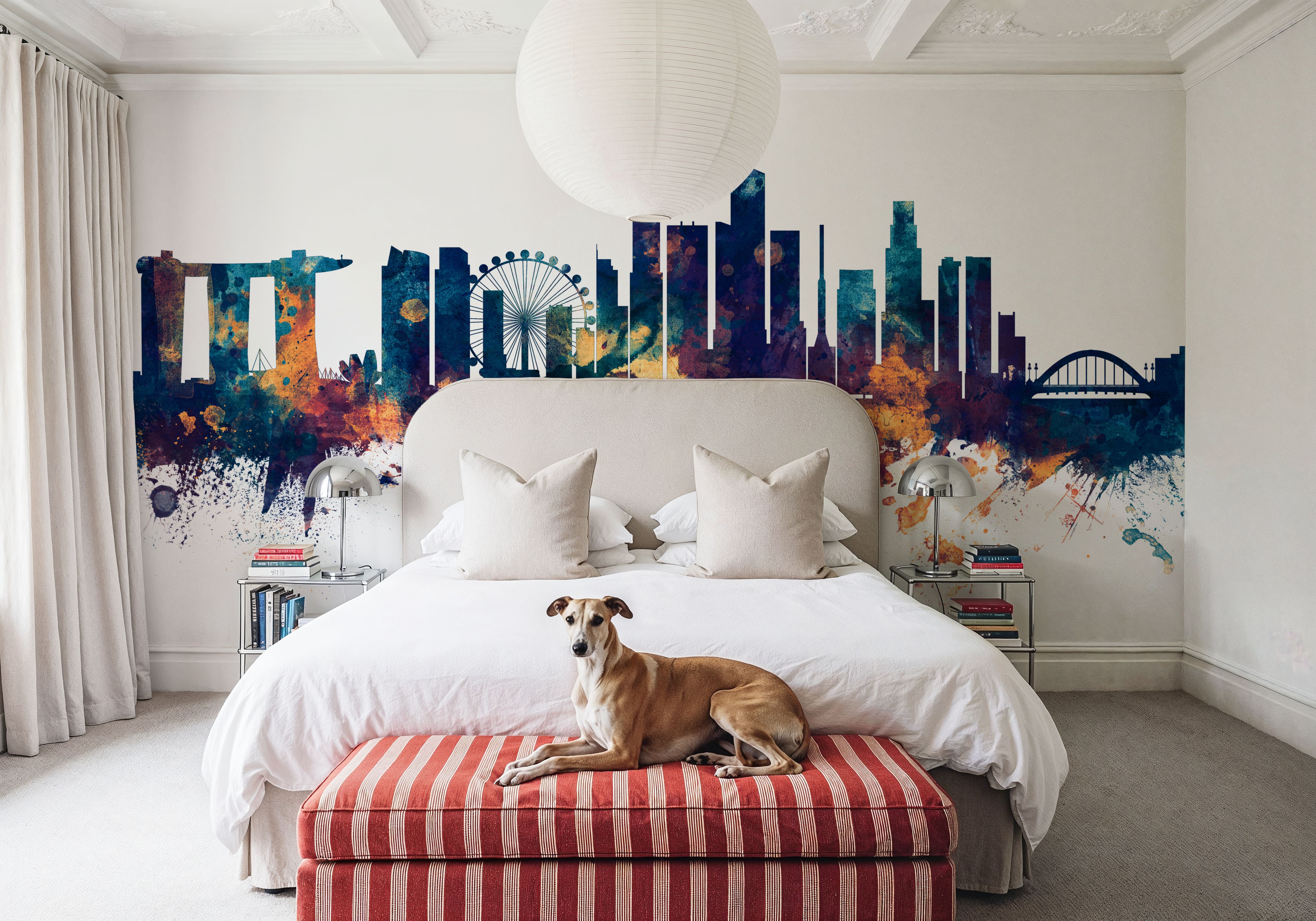 Singapore Skyline Blue & Bronze