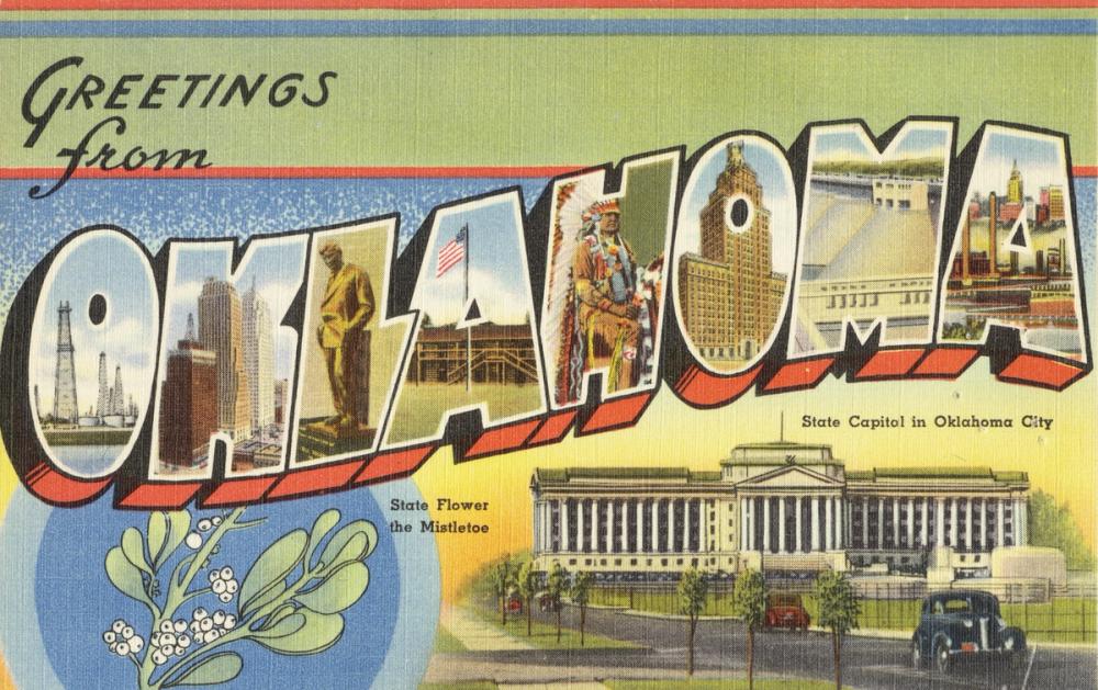 Greetings from Oklahoma - Screenprint Postcard
