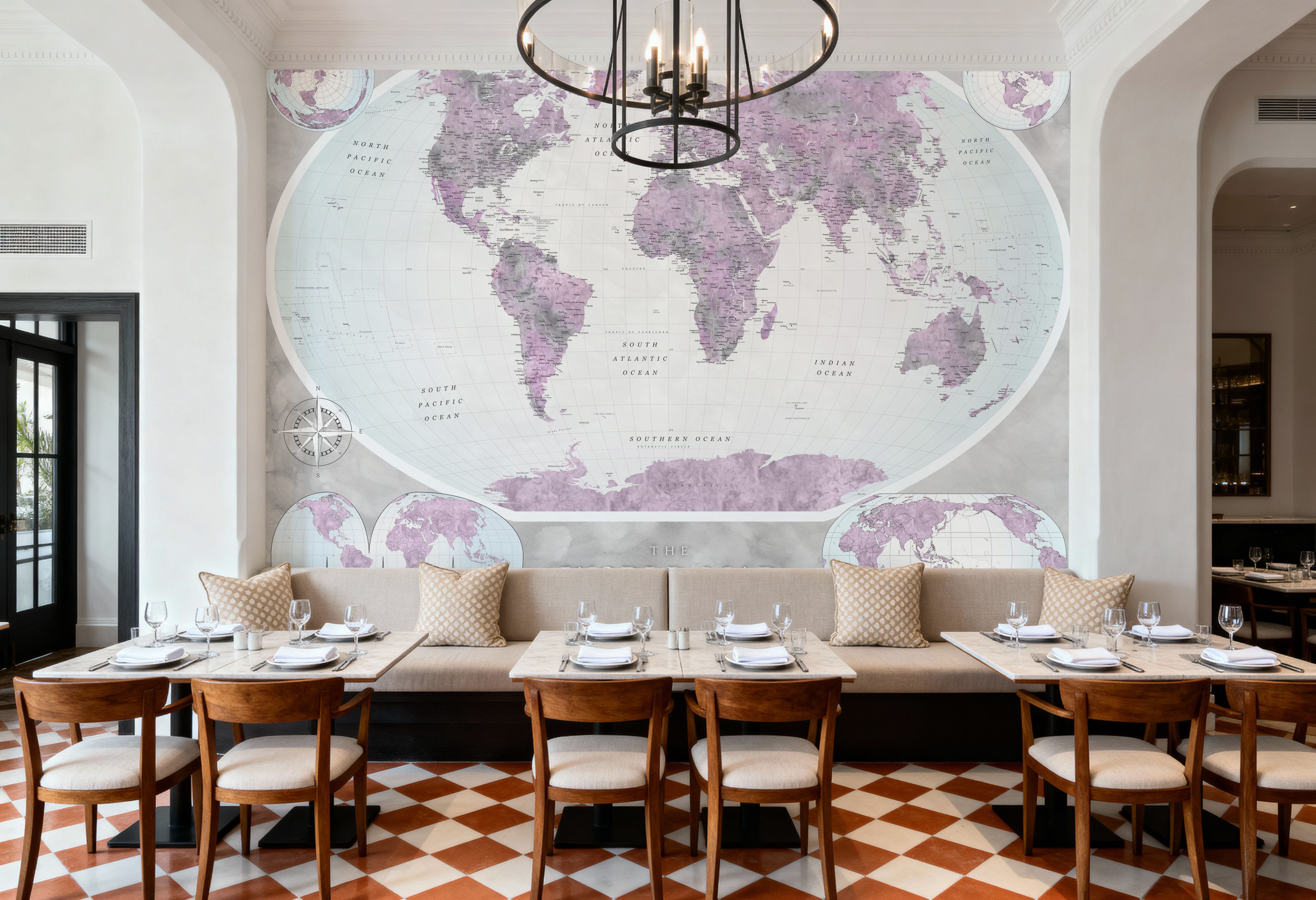 World Map Atlas Purple