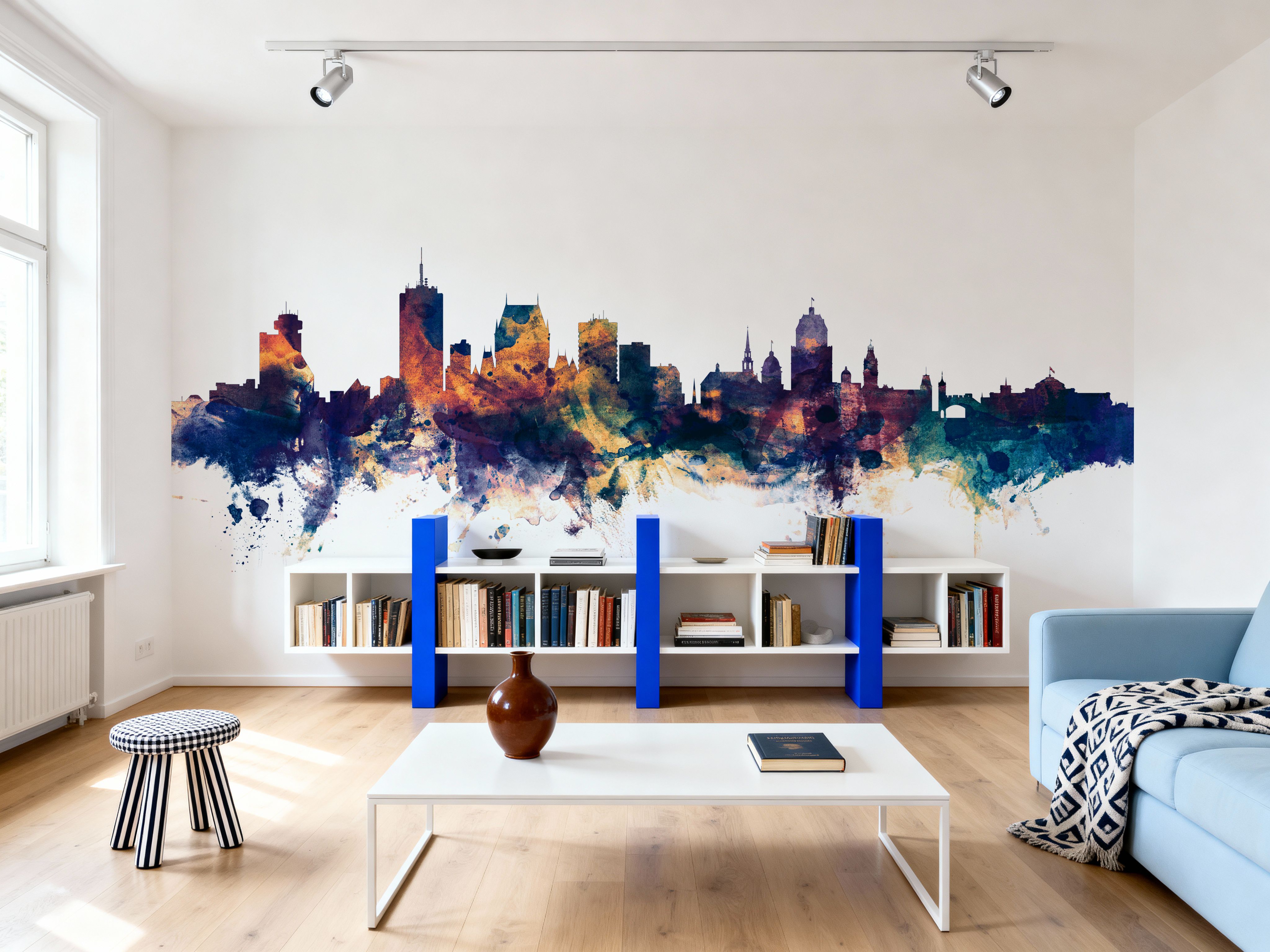 Quebec Canada Skyline Blue & Bronze