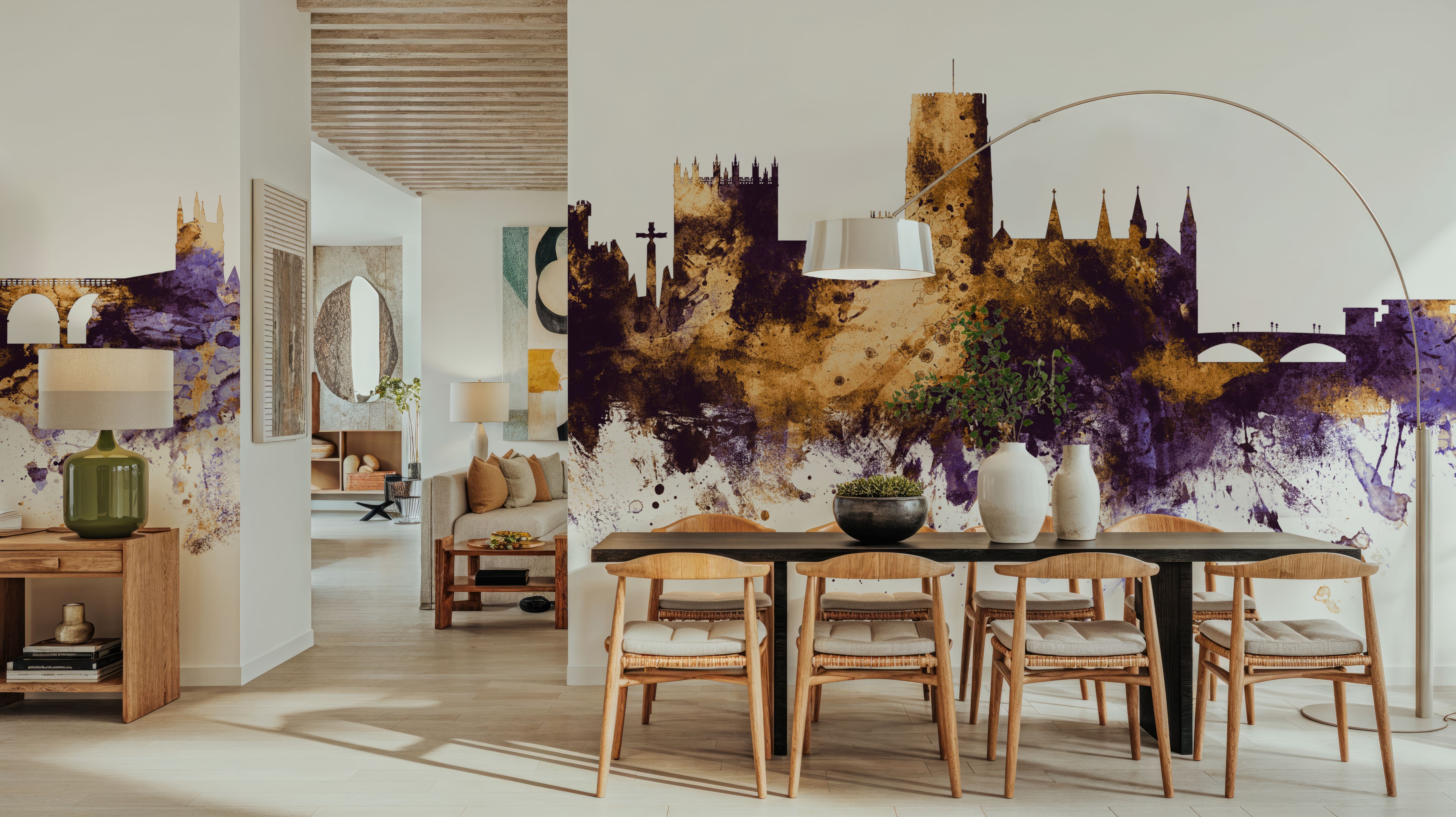 Durham England Skyline Purple & Gold