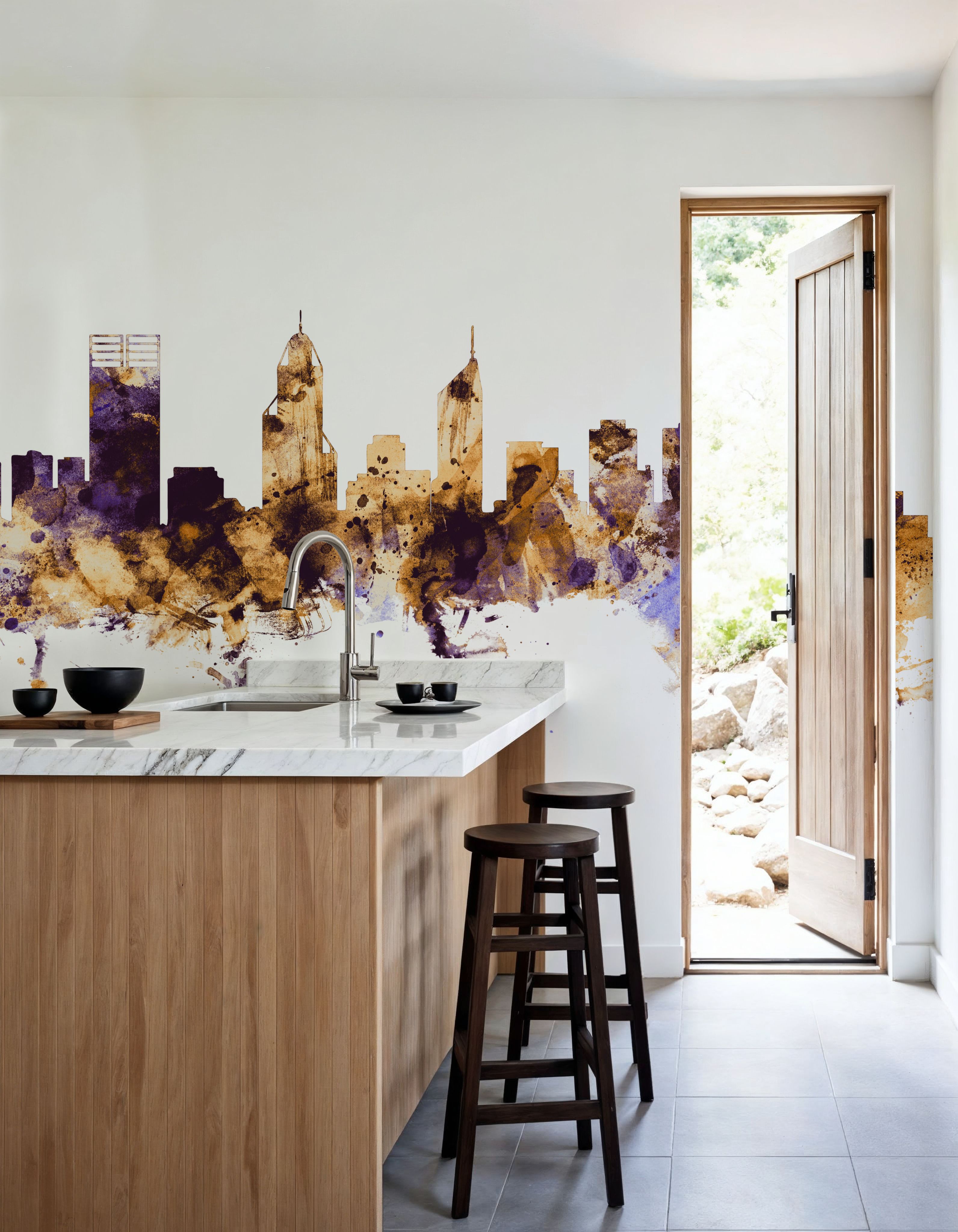 Perth Australia Skyline Purple & Gold