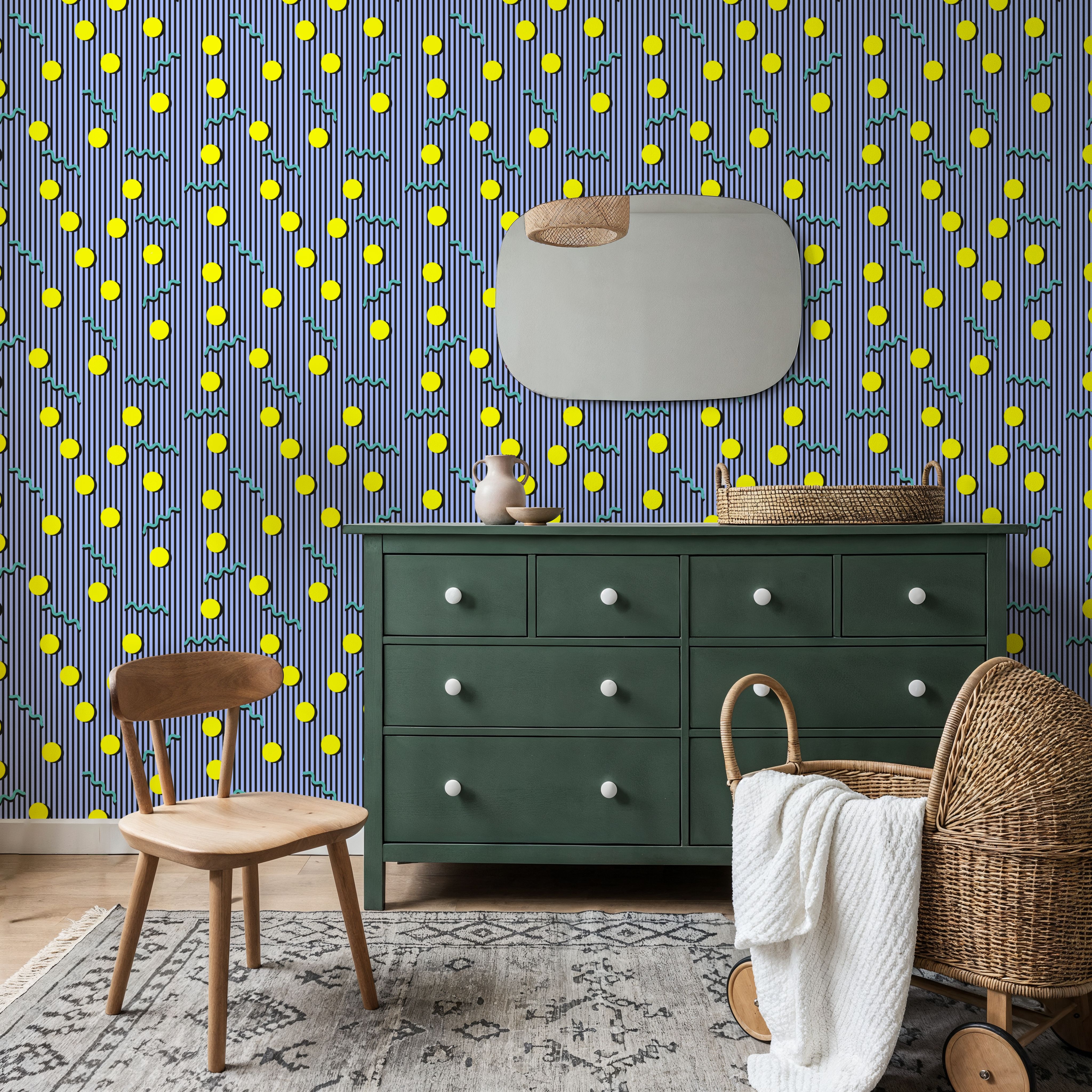 Memphis Dots & Stripes, Lilac