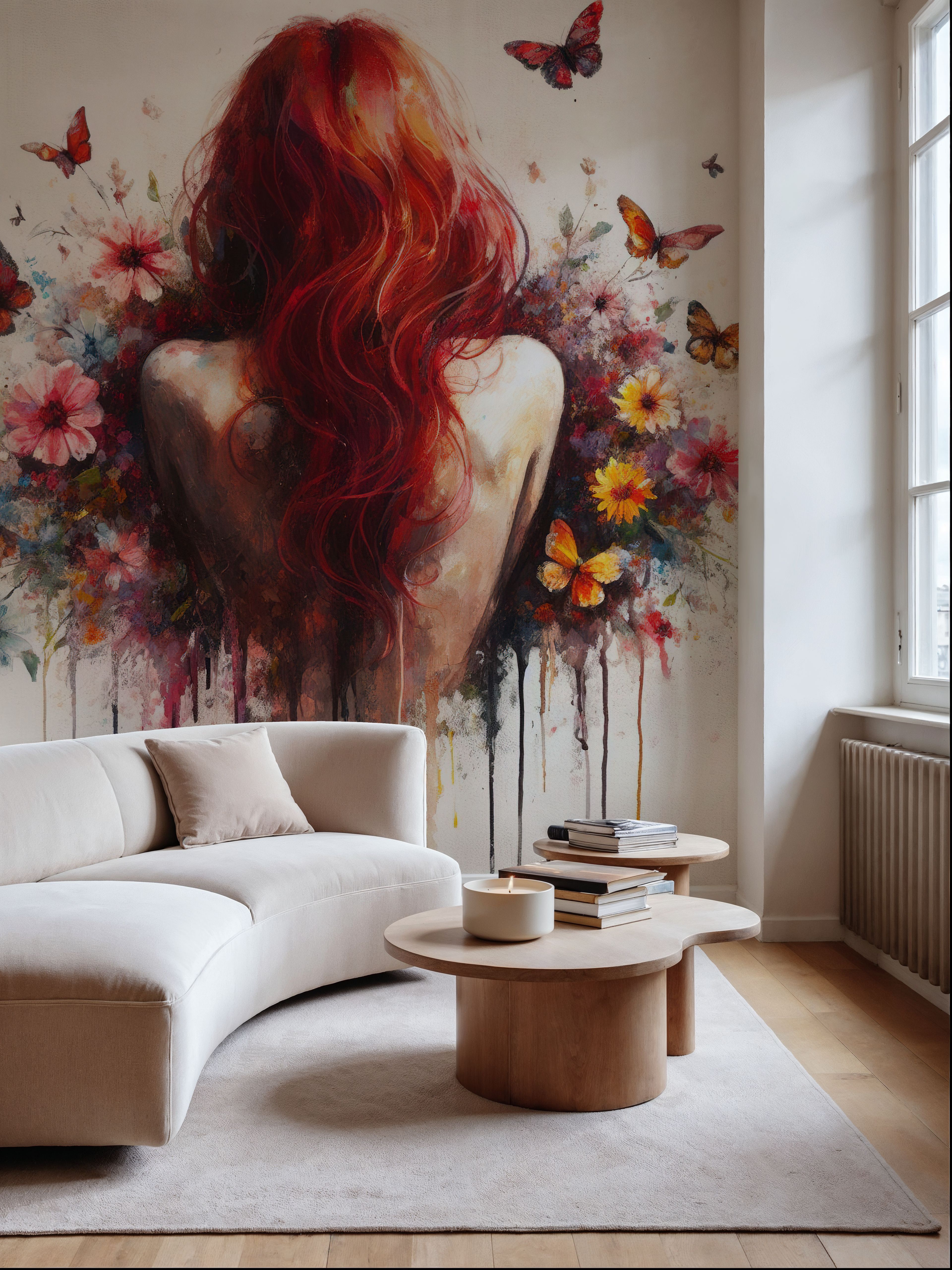 Watercolor Butterflies Red