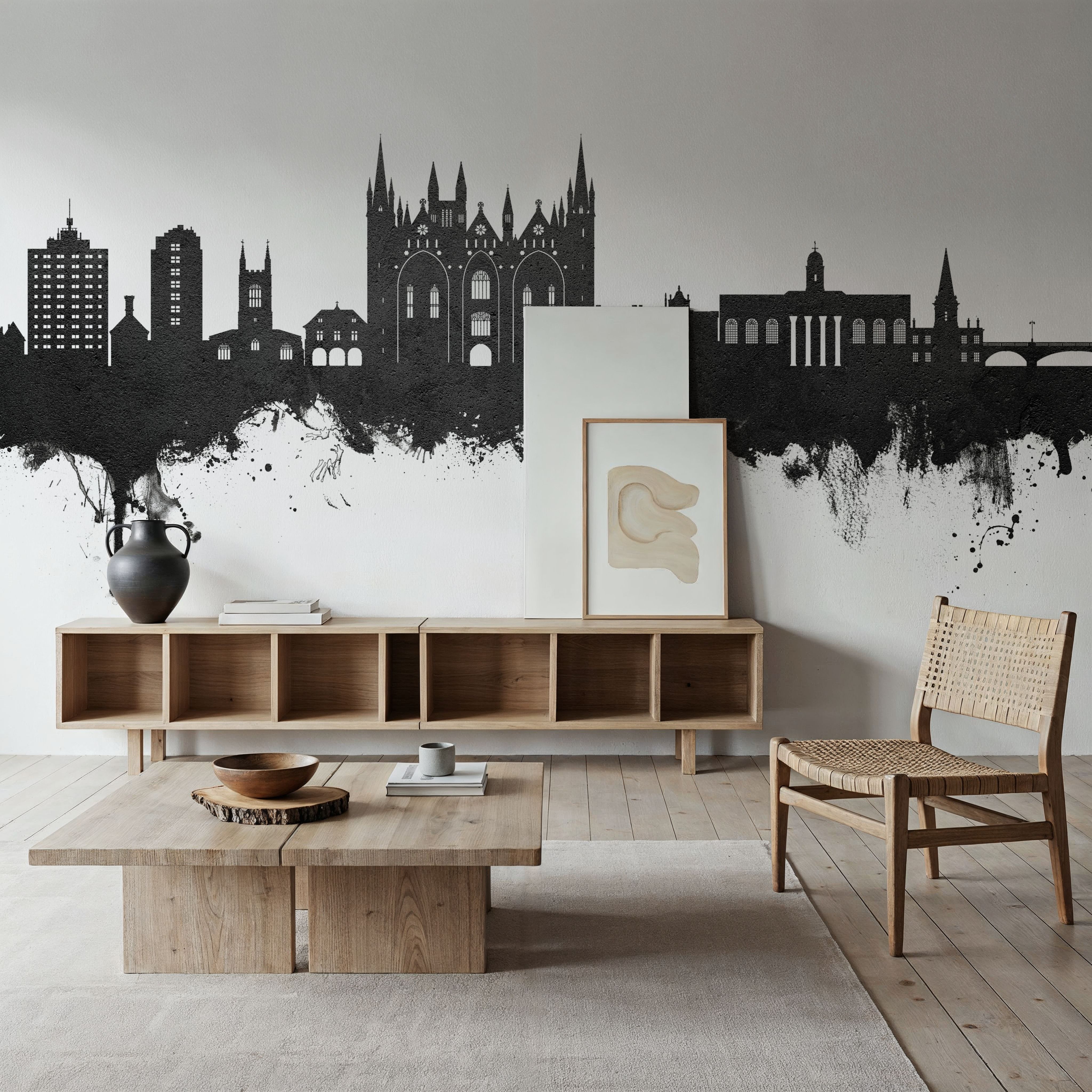 Peterborough England Skyline Black & White