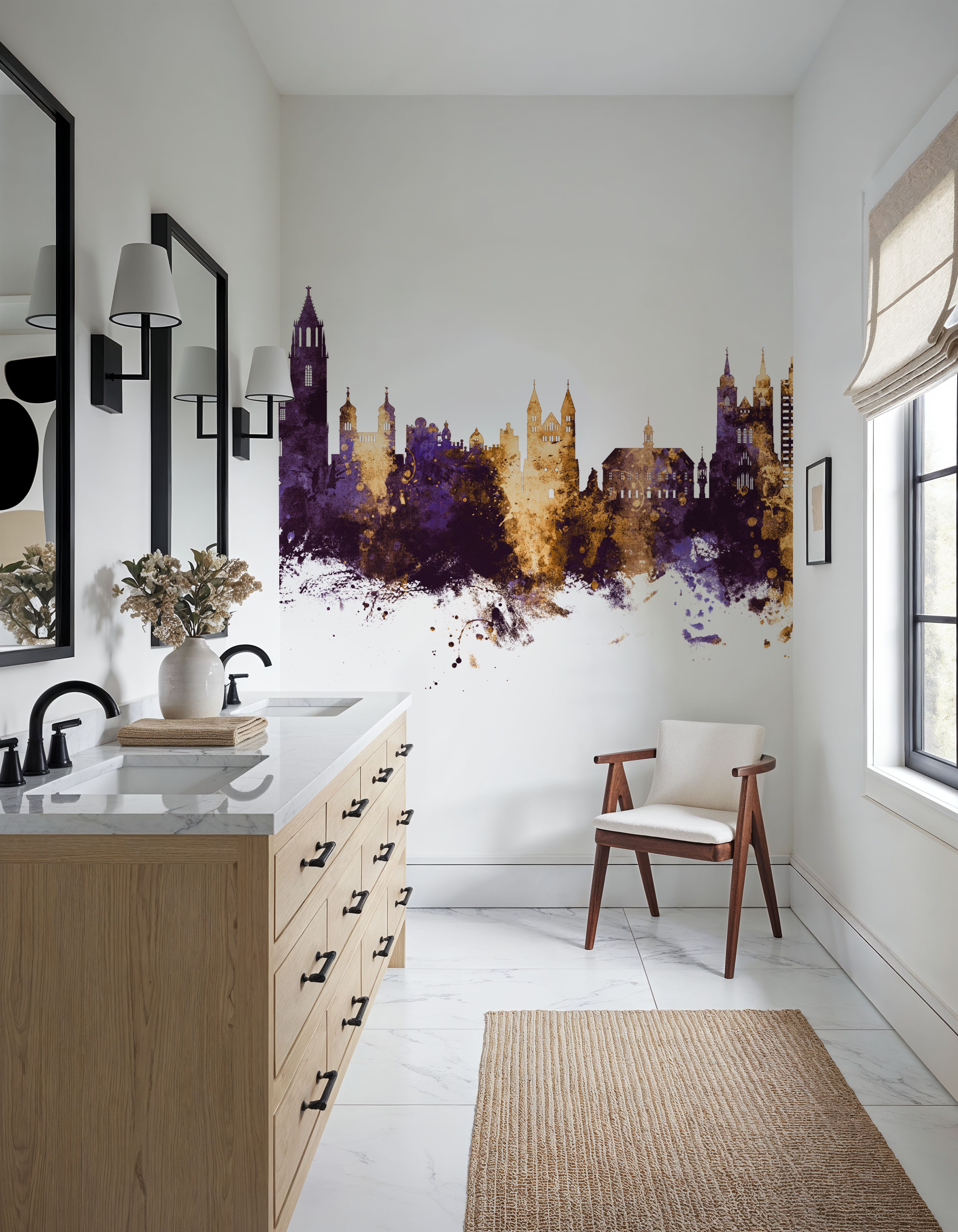 Magdeburg Germany Skyline Purple & Gold