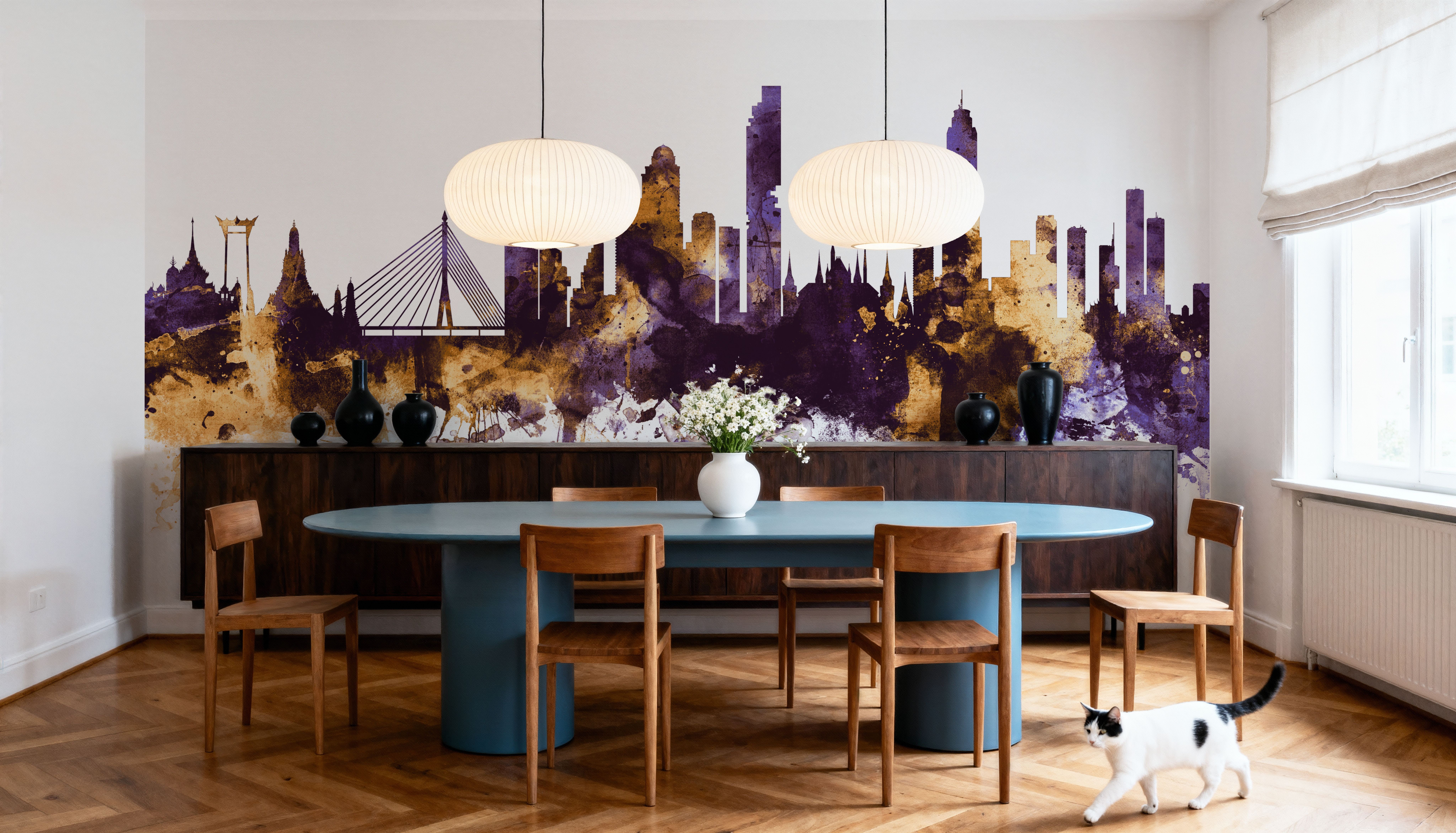 Bangkok Thailand Skyline Purple & Gold