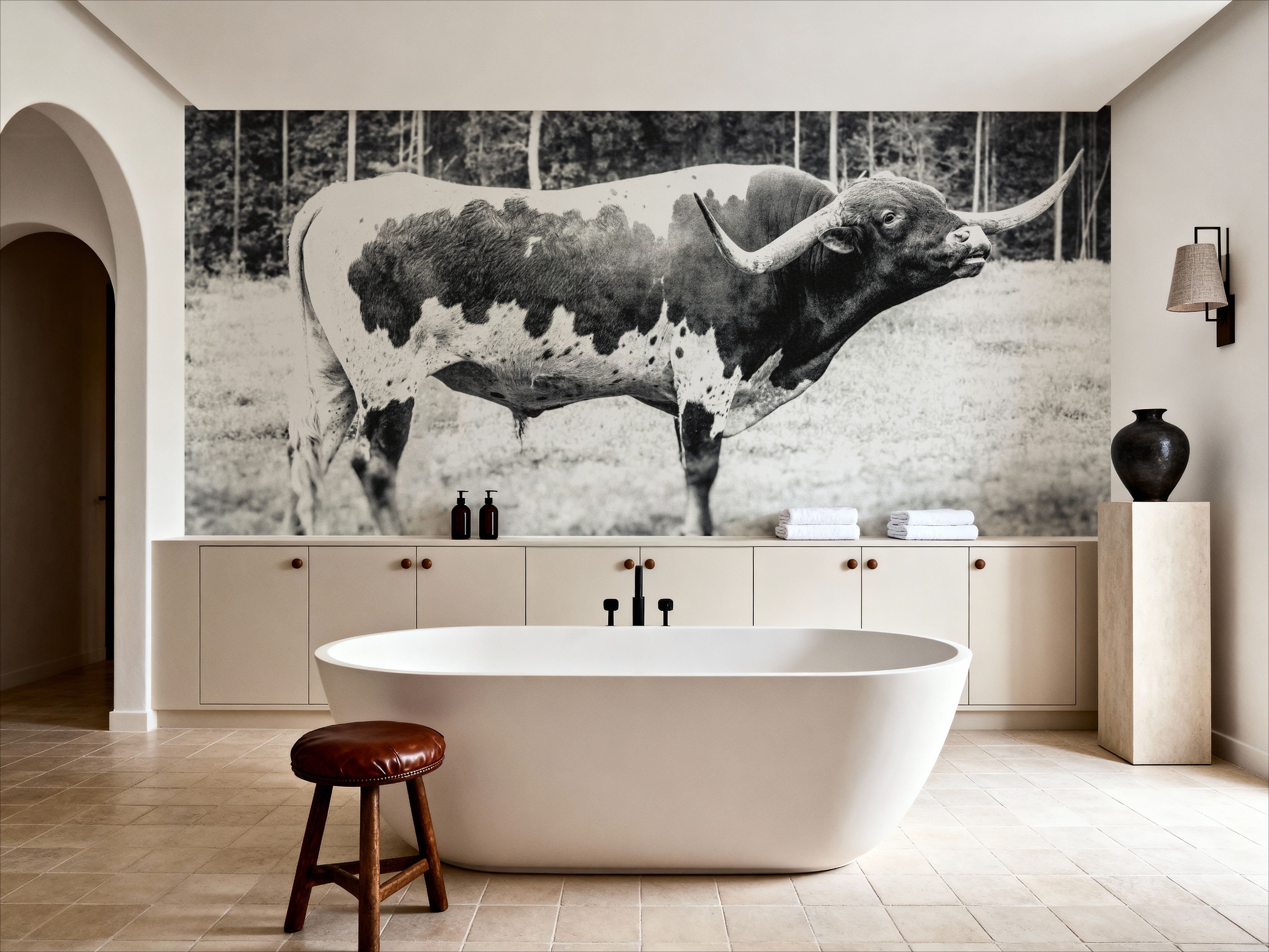 Longhorn Bull BW