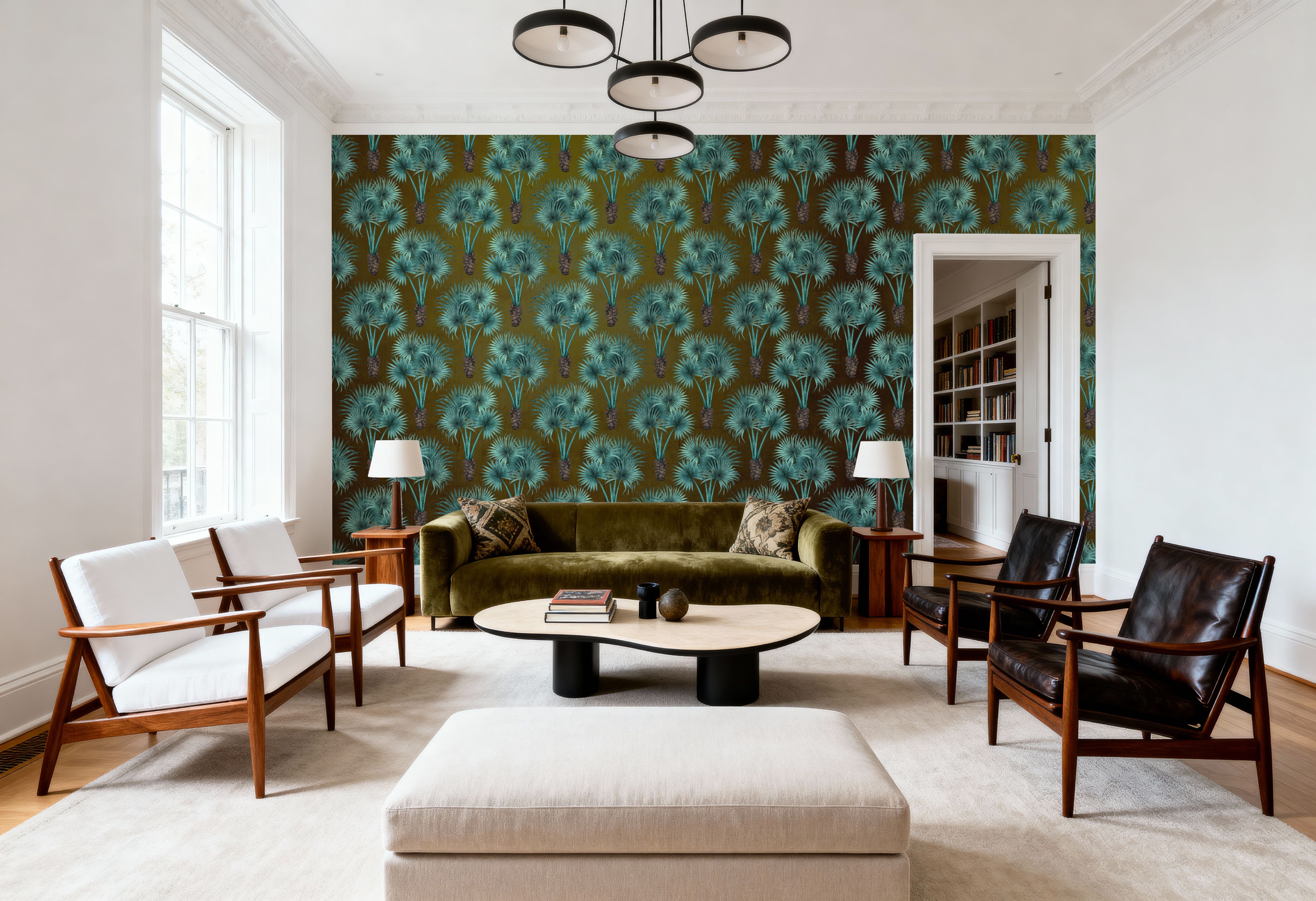 Elephant Ear Tree, Turqouise Small, Papier peint