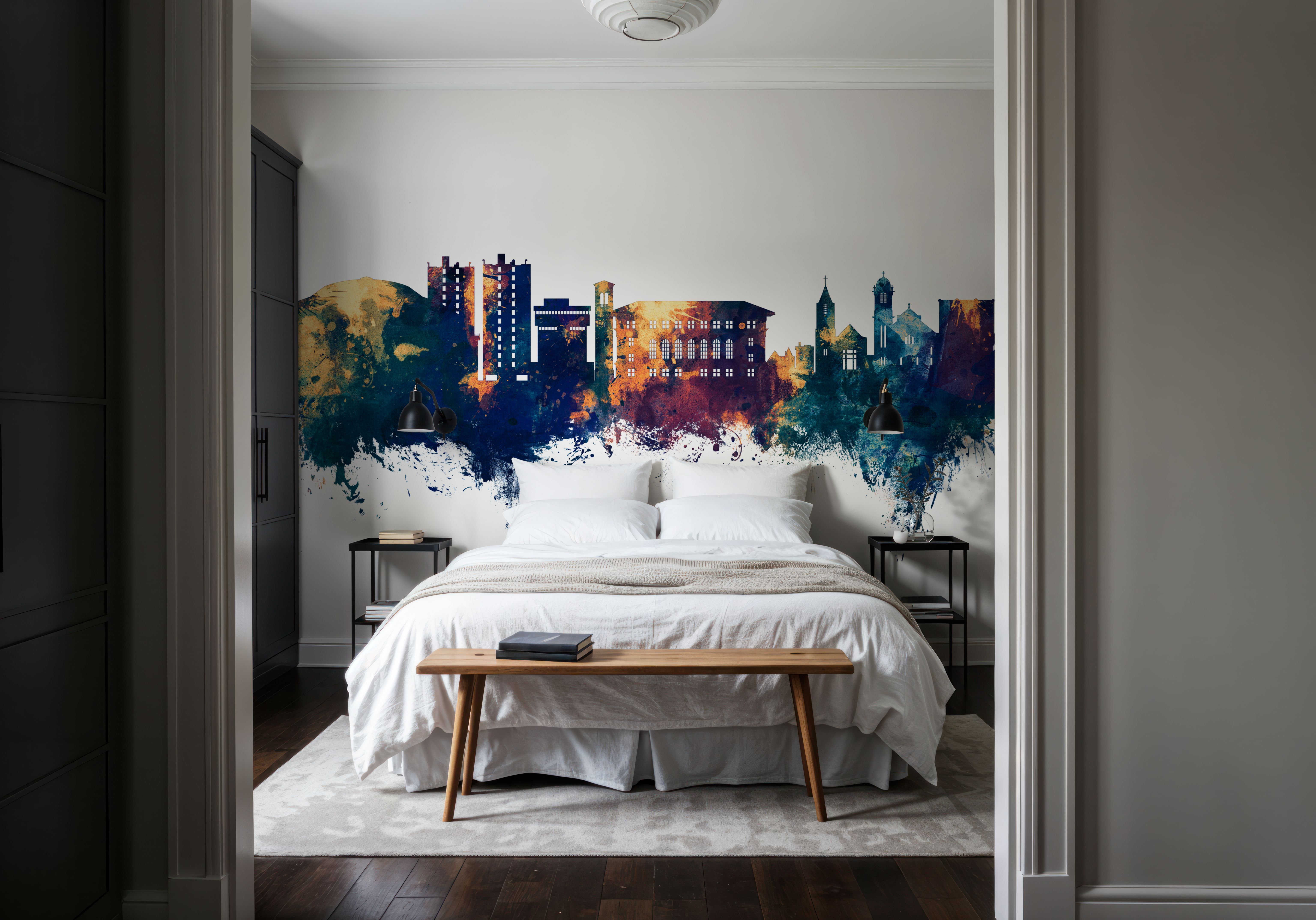 Cedar Falls Iowa Skyline Blue & Bronze