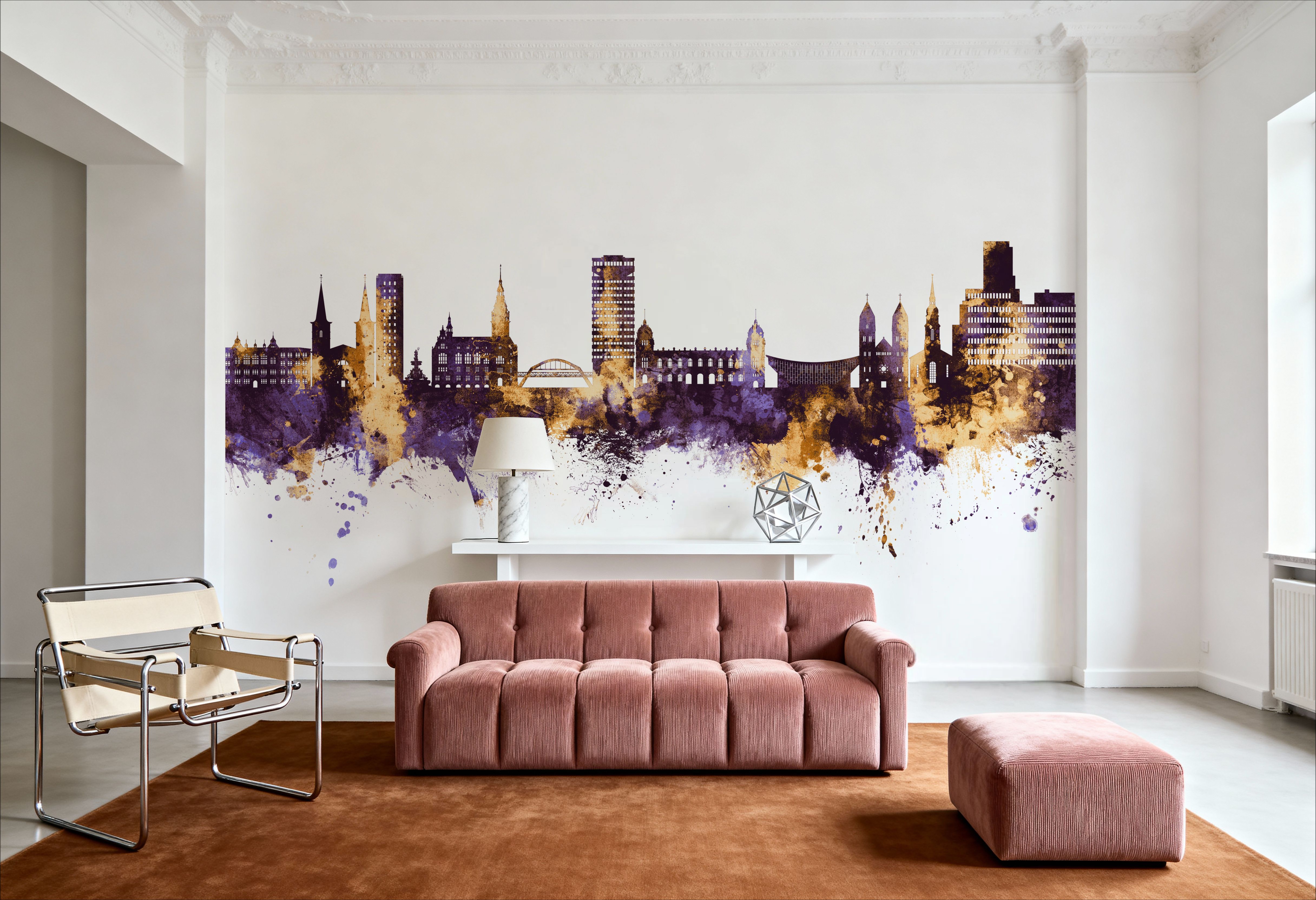 Wuppertal Germany Skyline Purple & Gold, Wallpaper