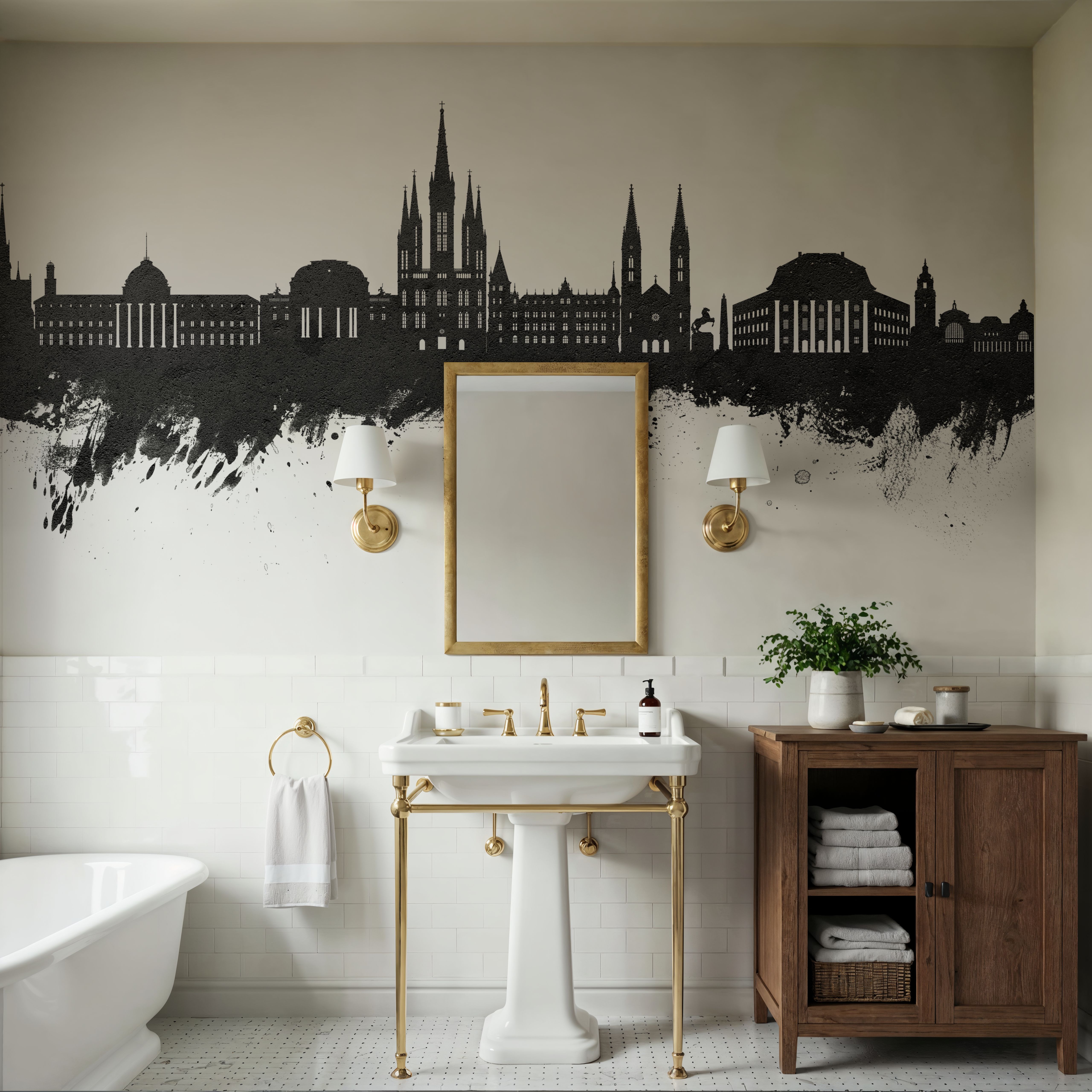 Weisbaden Germany Skyline Black & White