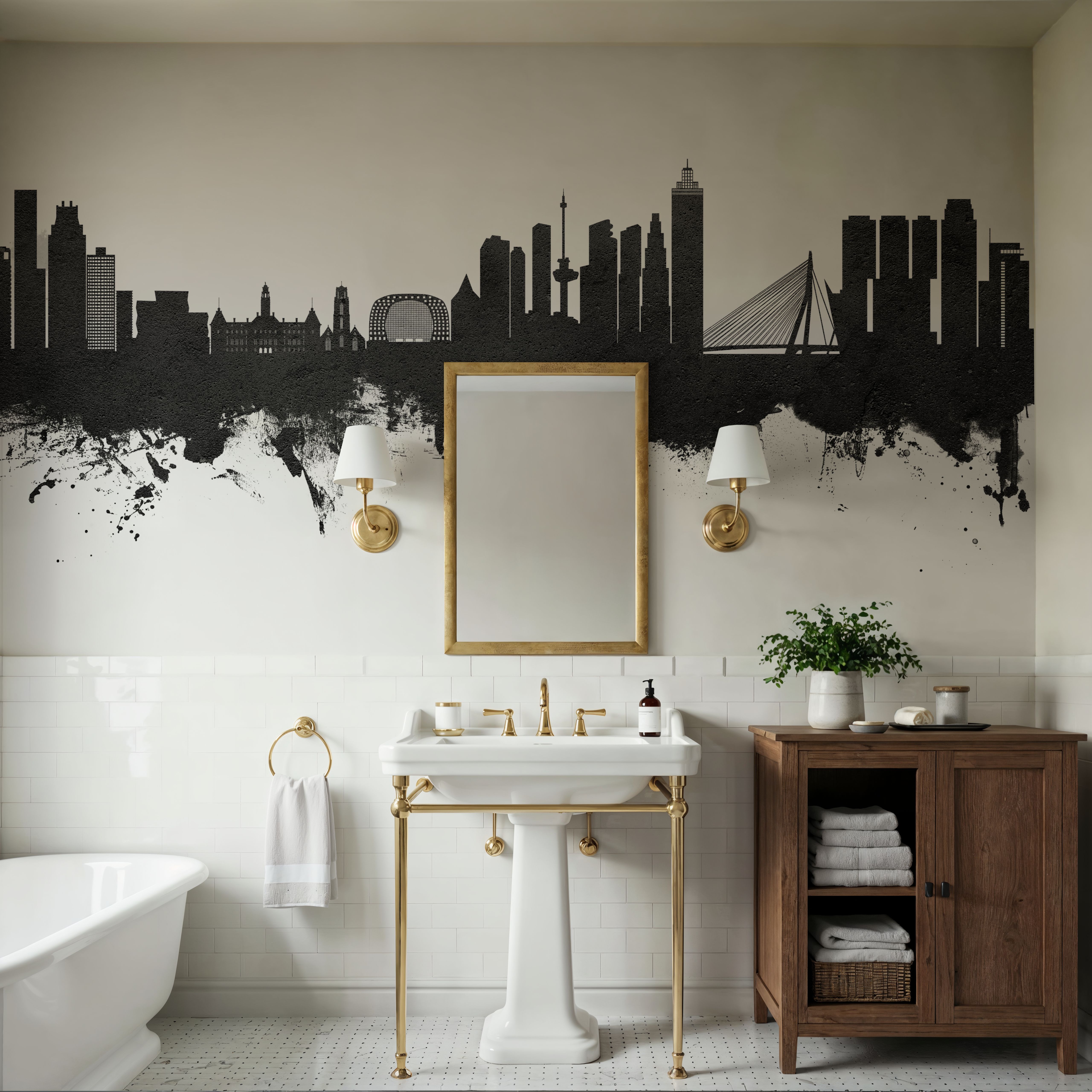 Rotterdam The Netherands Skyline Black & White