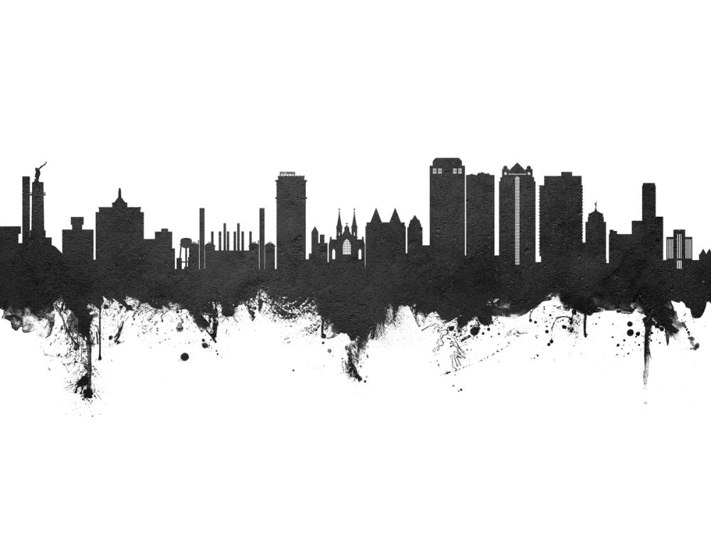 Birmingham Alabama Skyline Black & White