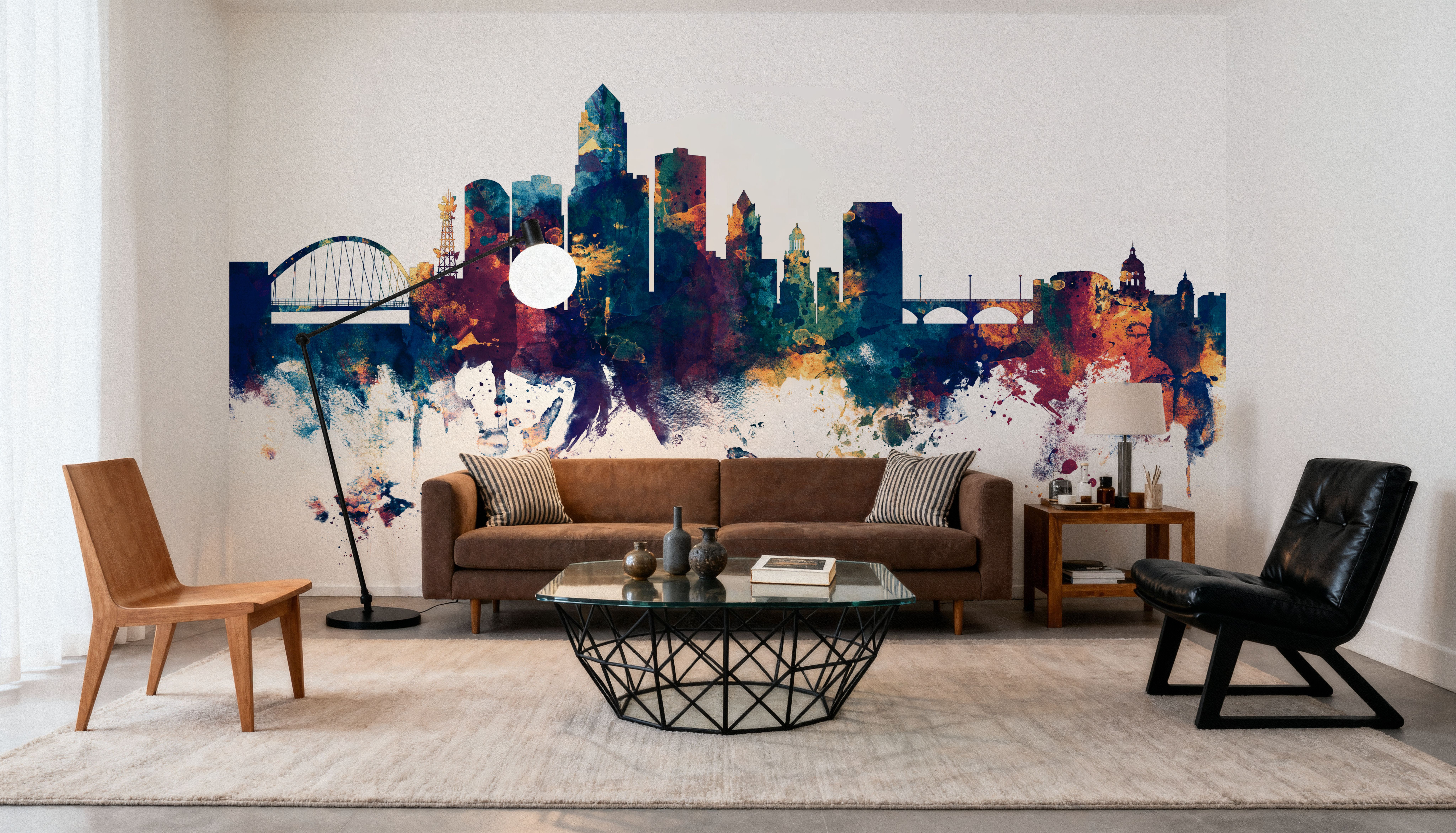 Des Moines Iowa Skyline Blue & Bronze