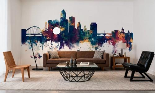 Des Moines Iowa Skyline Blue & Bronze
