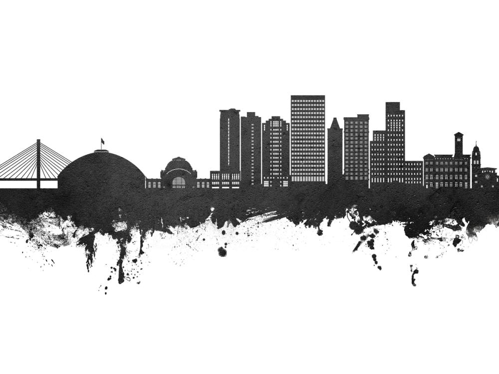 Tacoma Washington Skyline Black & White