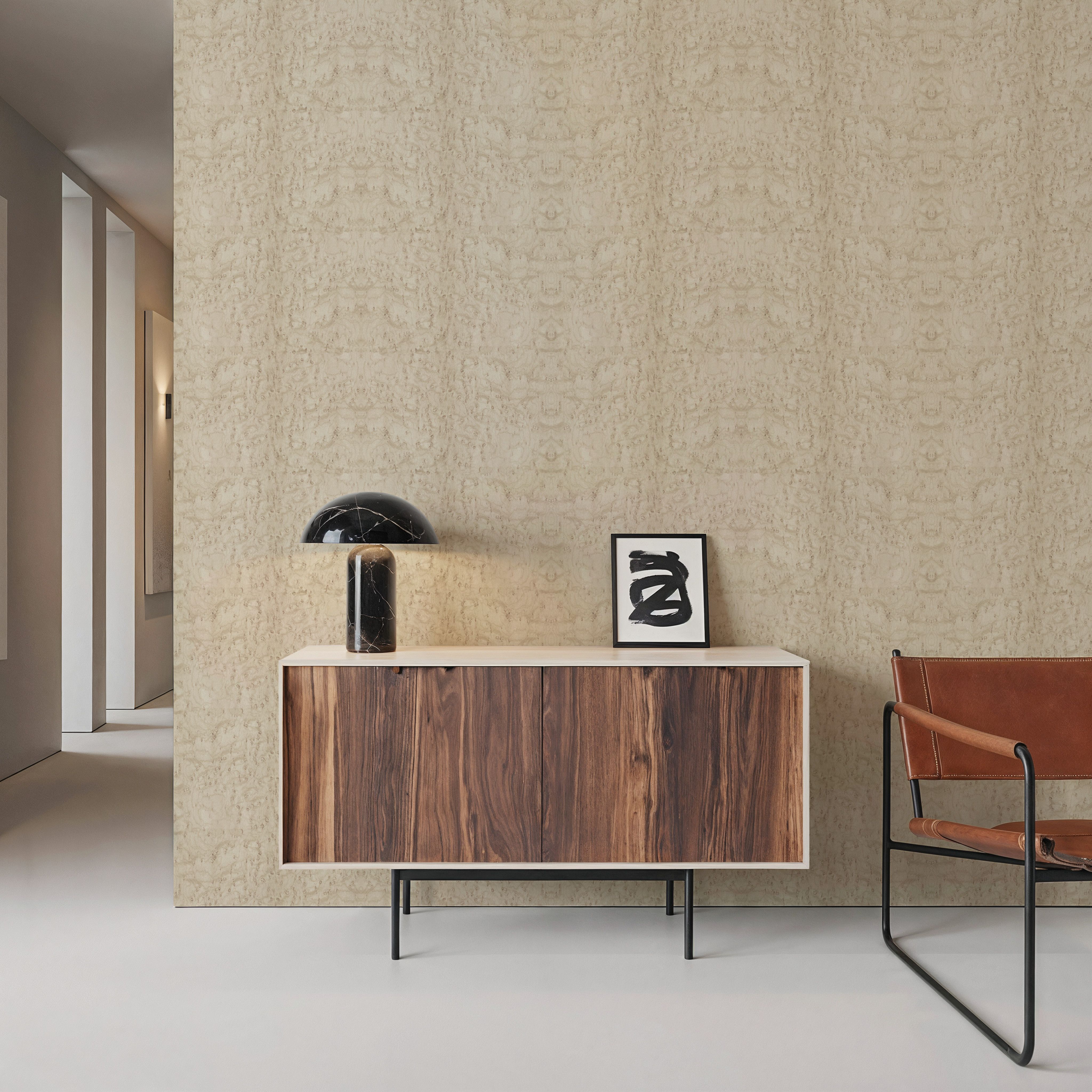 Burl Wood, Ecru, Wallpaper