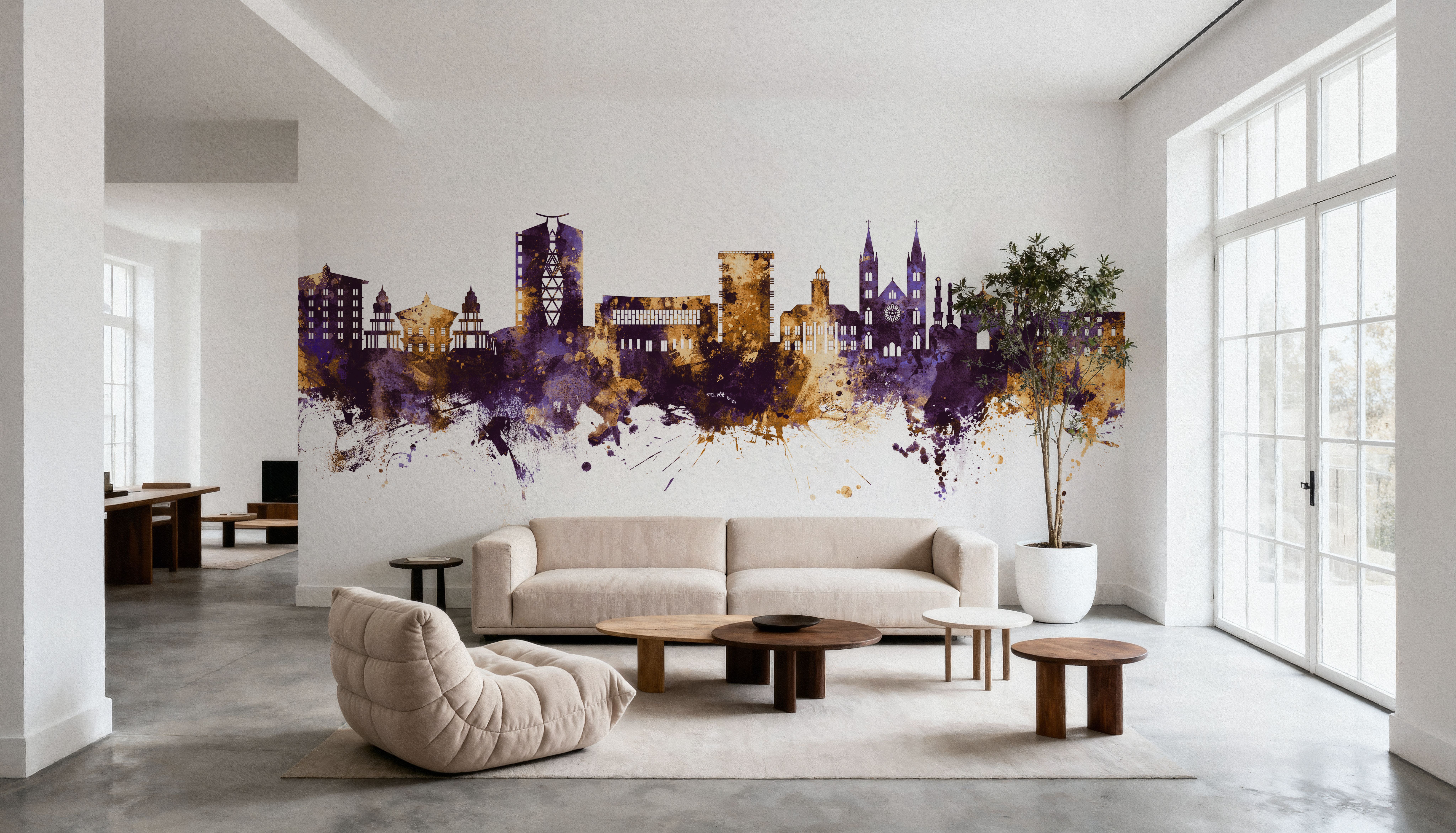 Paramaribo Suriname Skyline Purple & Gold