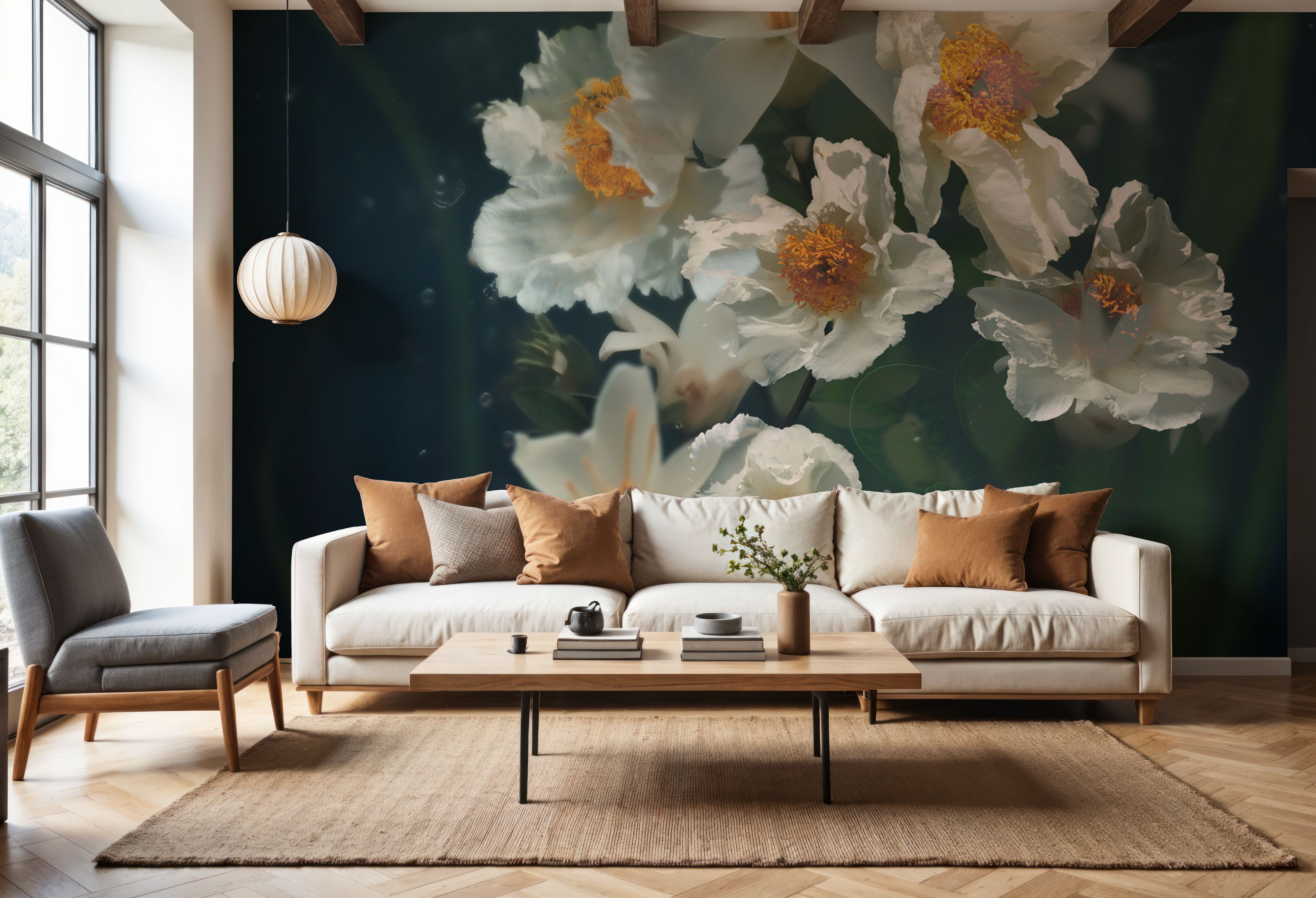 Wall Mural - Aquatic Garden - Foliage Nature mural wallpaper - Bedroom - Wallism US - Premium, Textured or Peel & Stick