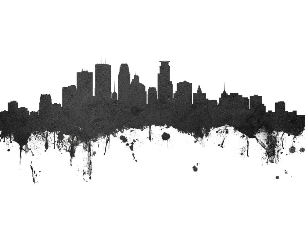 Minneapolis Minnesota Skyline Black & White