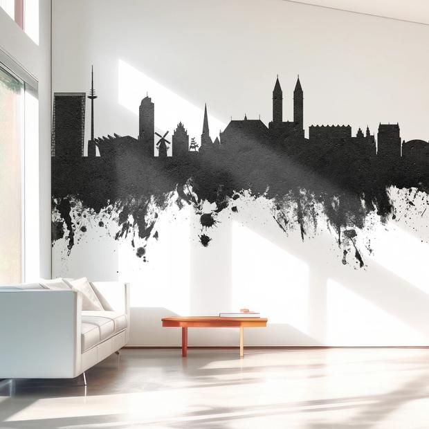 Bamberg Germany Skyline Black & White premium wallpaper mural, Wallism