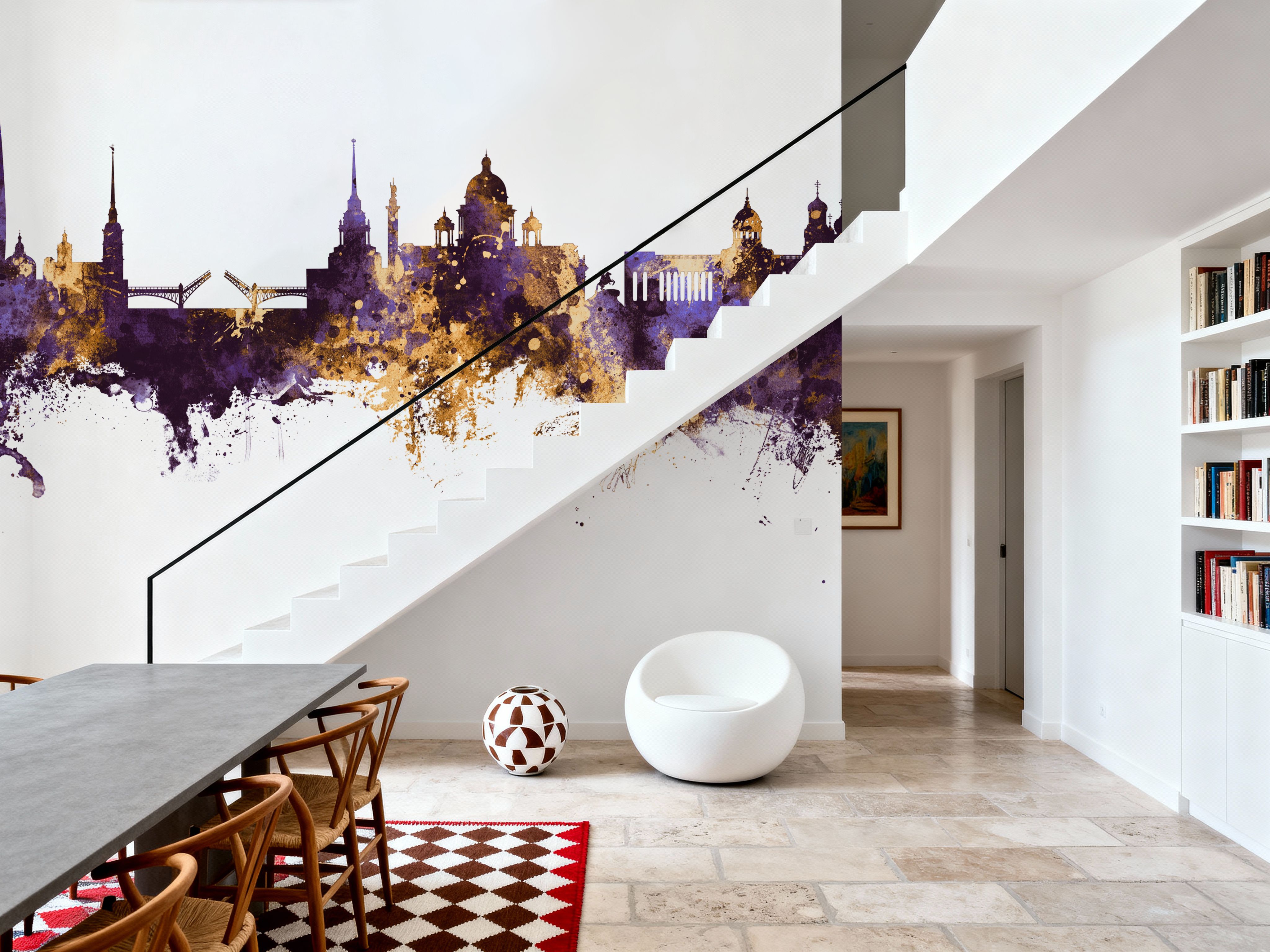 St Petersbug Russia Skyline Purple & Gold