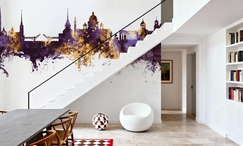 St Petersbug Russia Skyline Purple & Gold