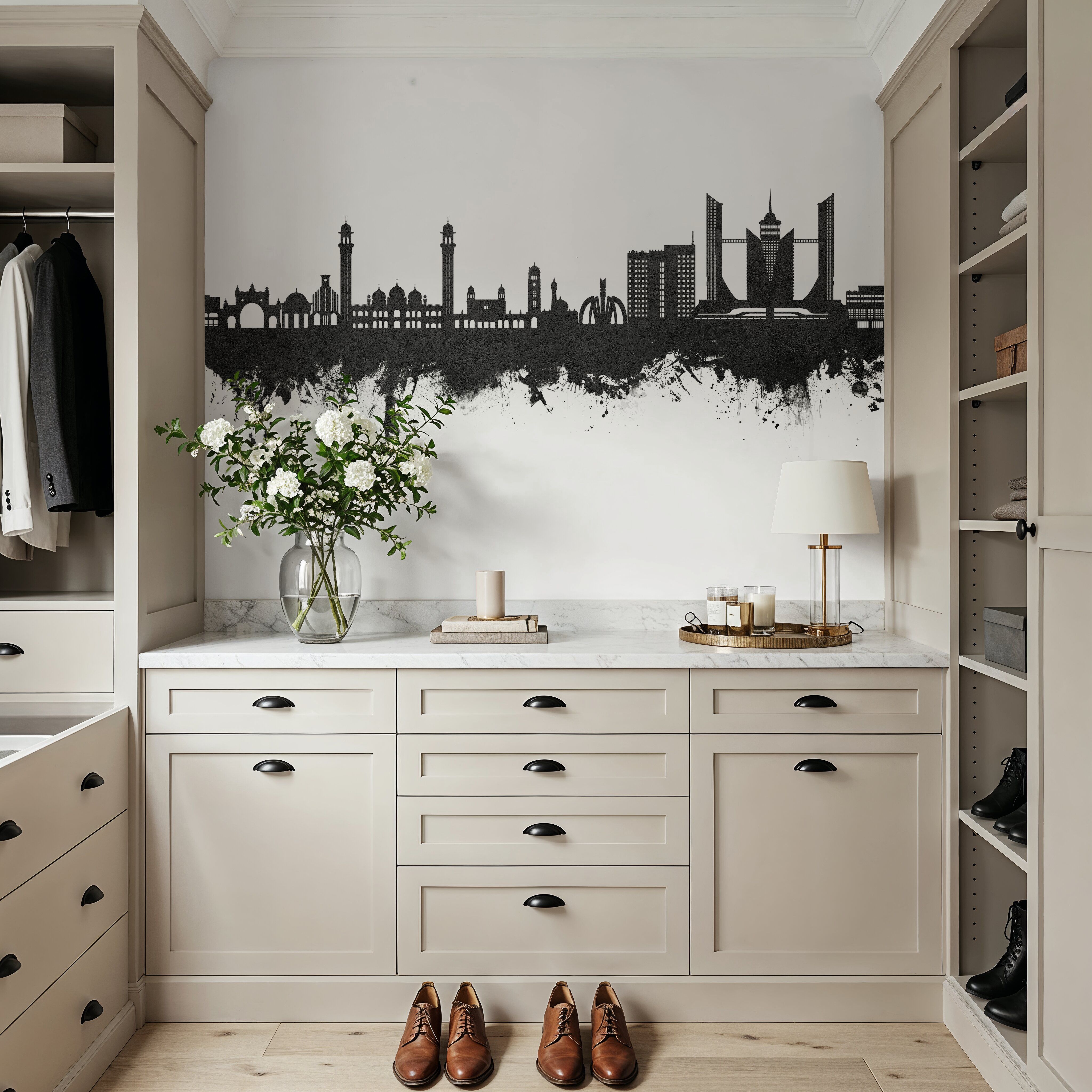 Faislabad Pakistan Skyline Black & White