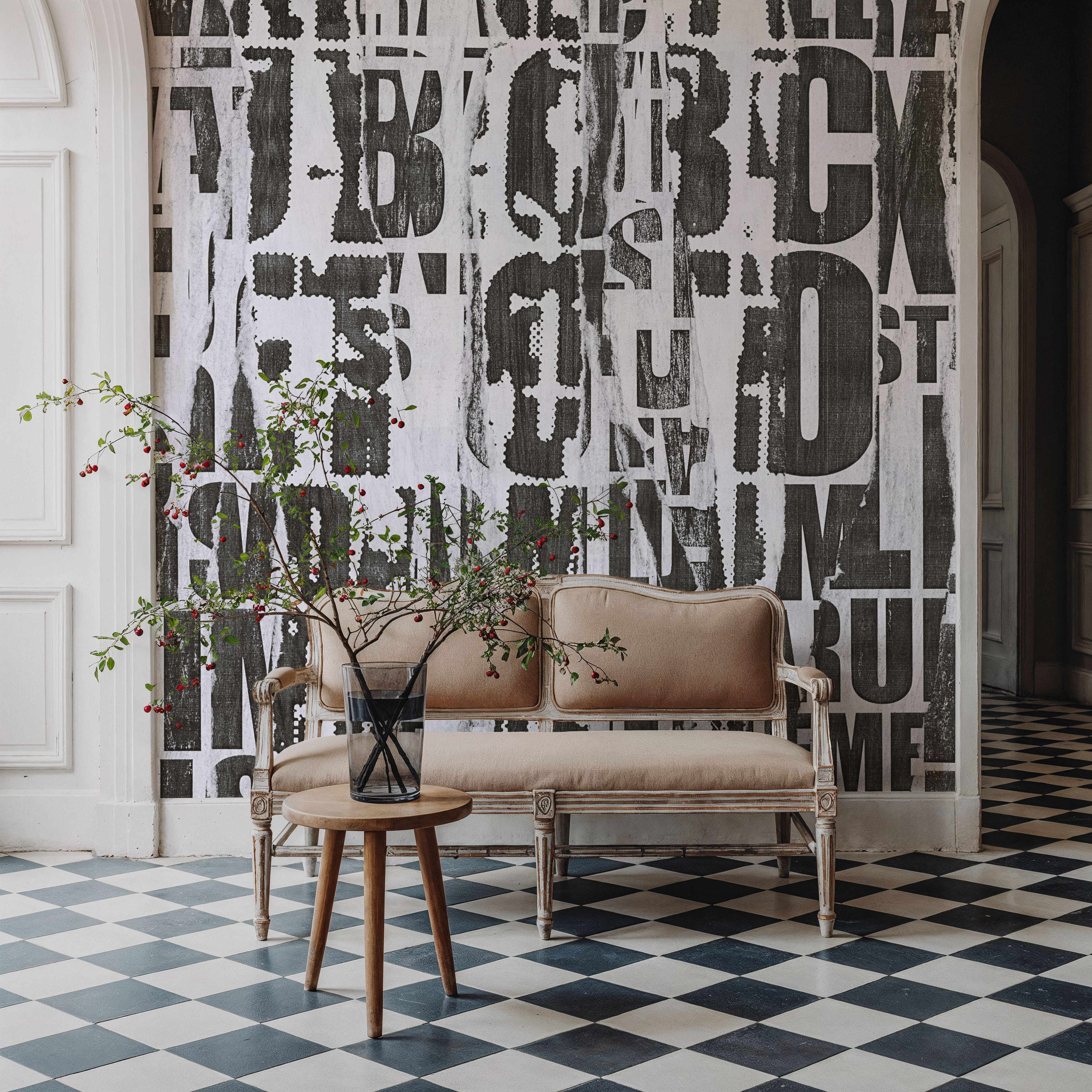 Letterpress Vintage Newspaper Collage, Grunge