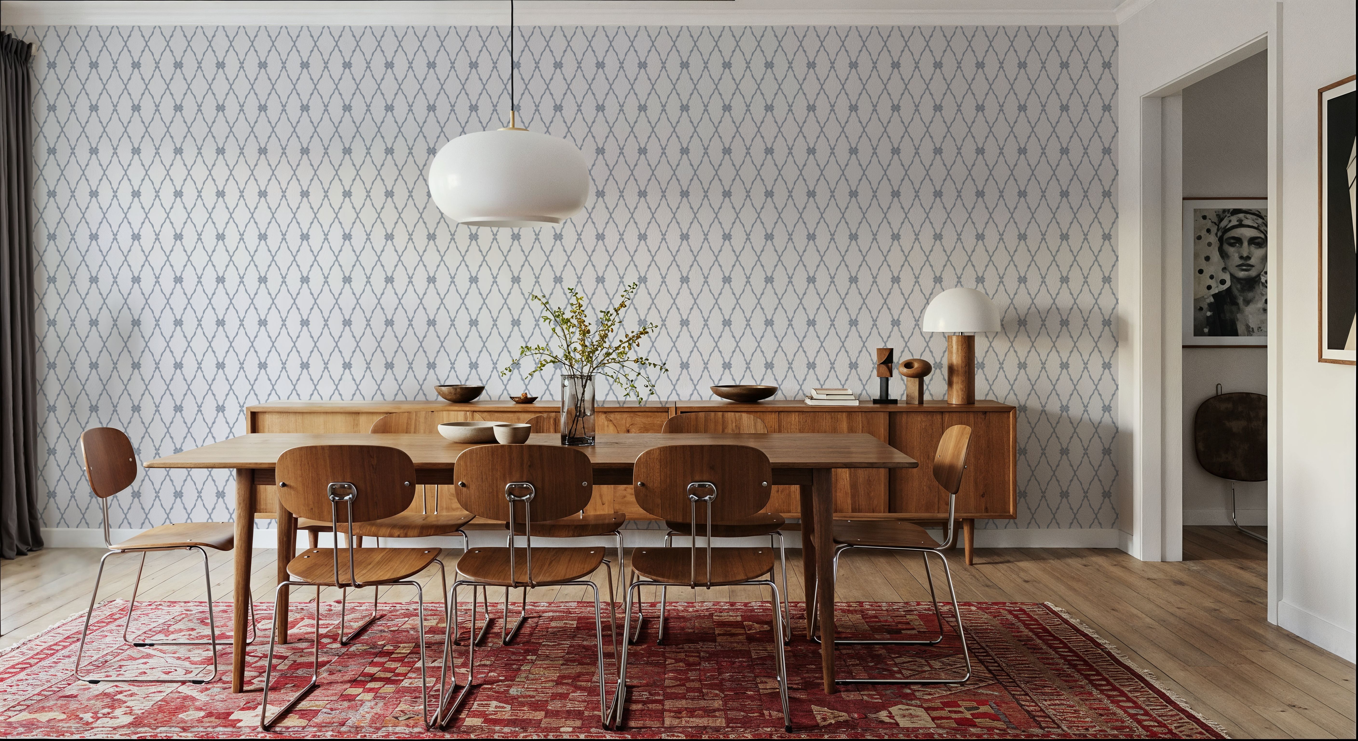 French Country Style Argyle, Grey Blue