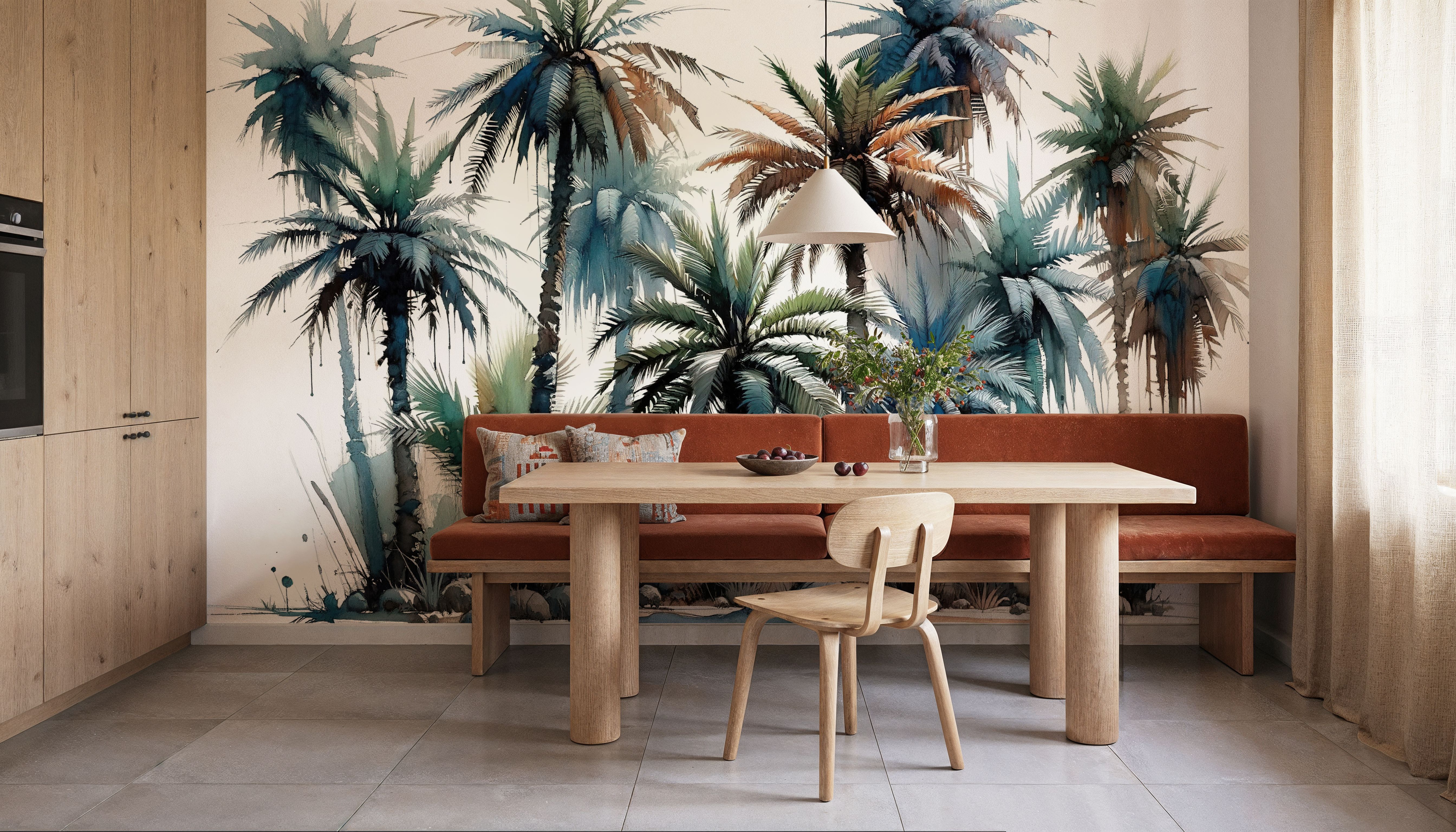 Vibrant Palm Trees in Watercolor