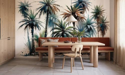 Vibrant Palm Trees in Watercolor