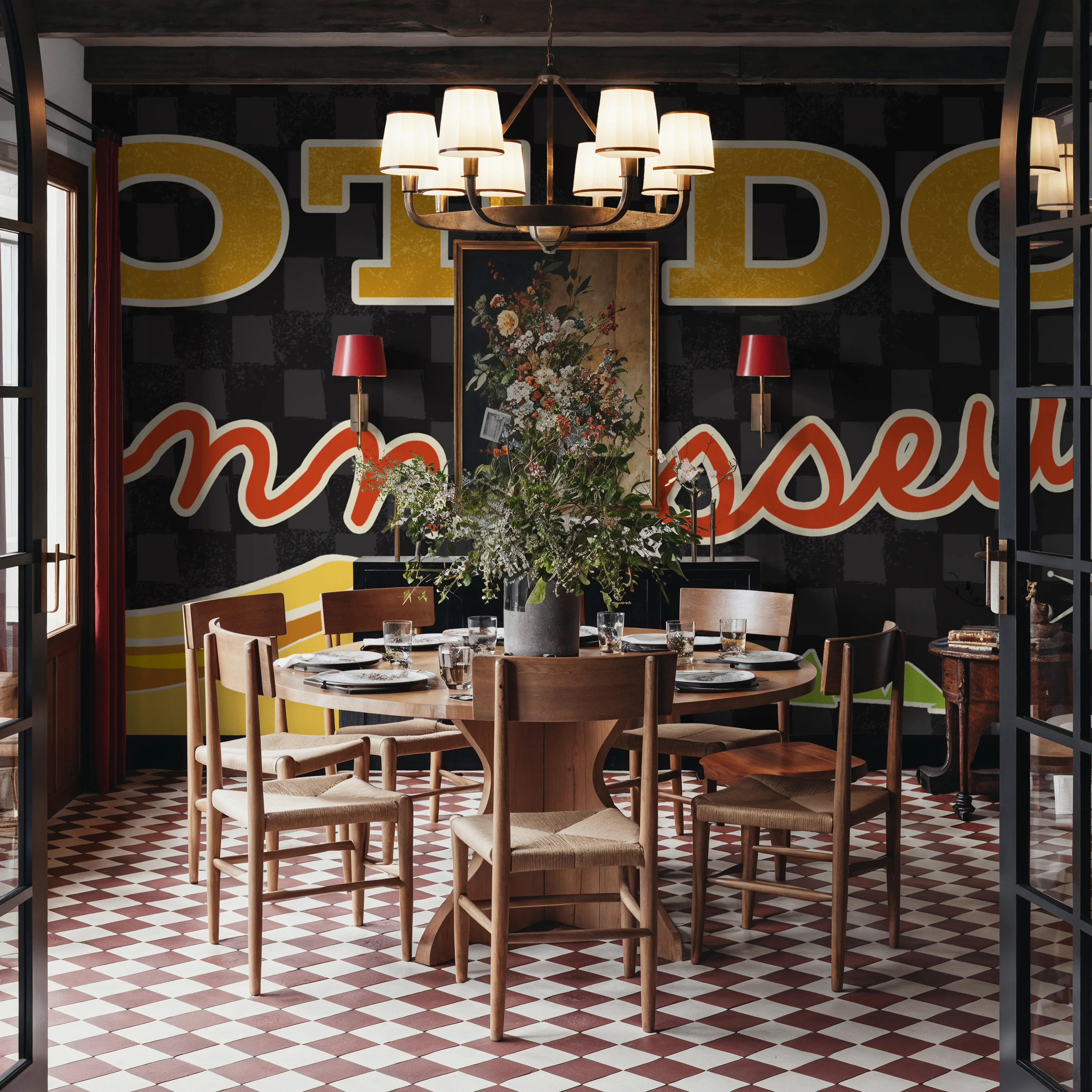 Mural - BBQ Zing V - Mat och dryck Grafisk konst fototapet - Gul - Kontor - Wallism - Självhäftande eller limmad