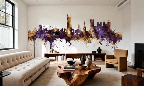 Warwick England Skyline Purple & Gold