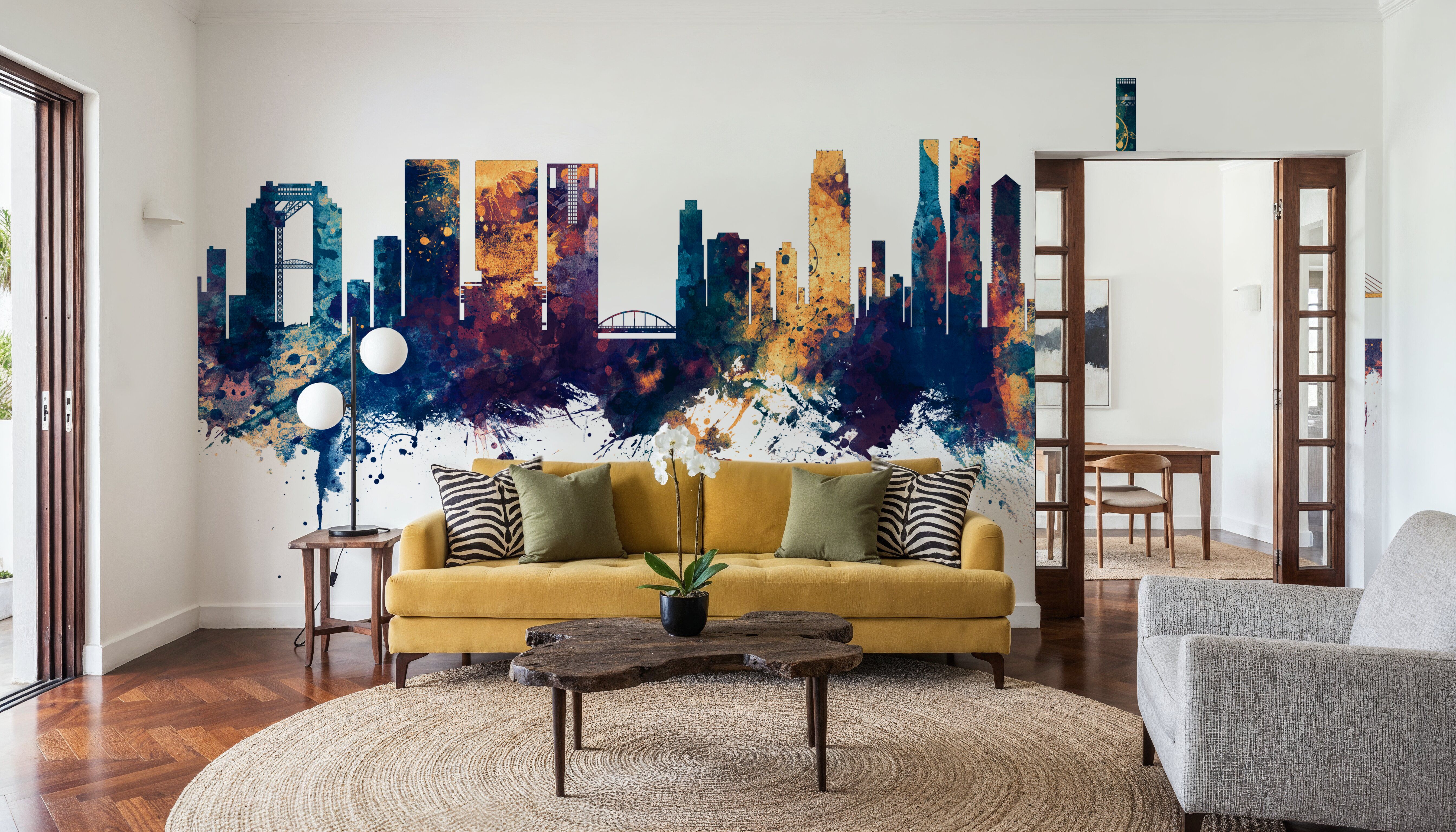 Osaka Skyline Blue & Bronze, Carte da parati