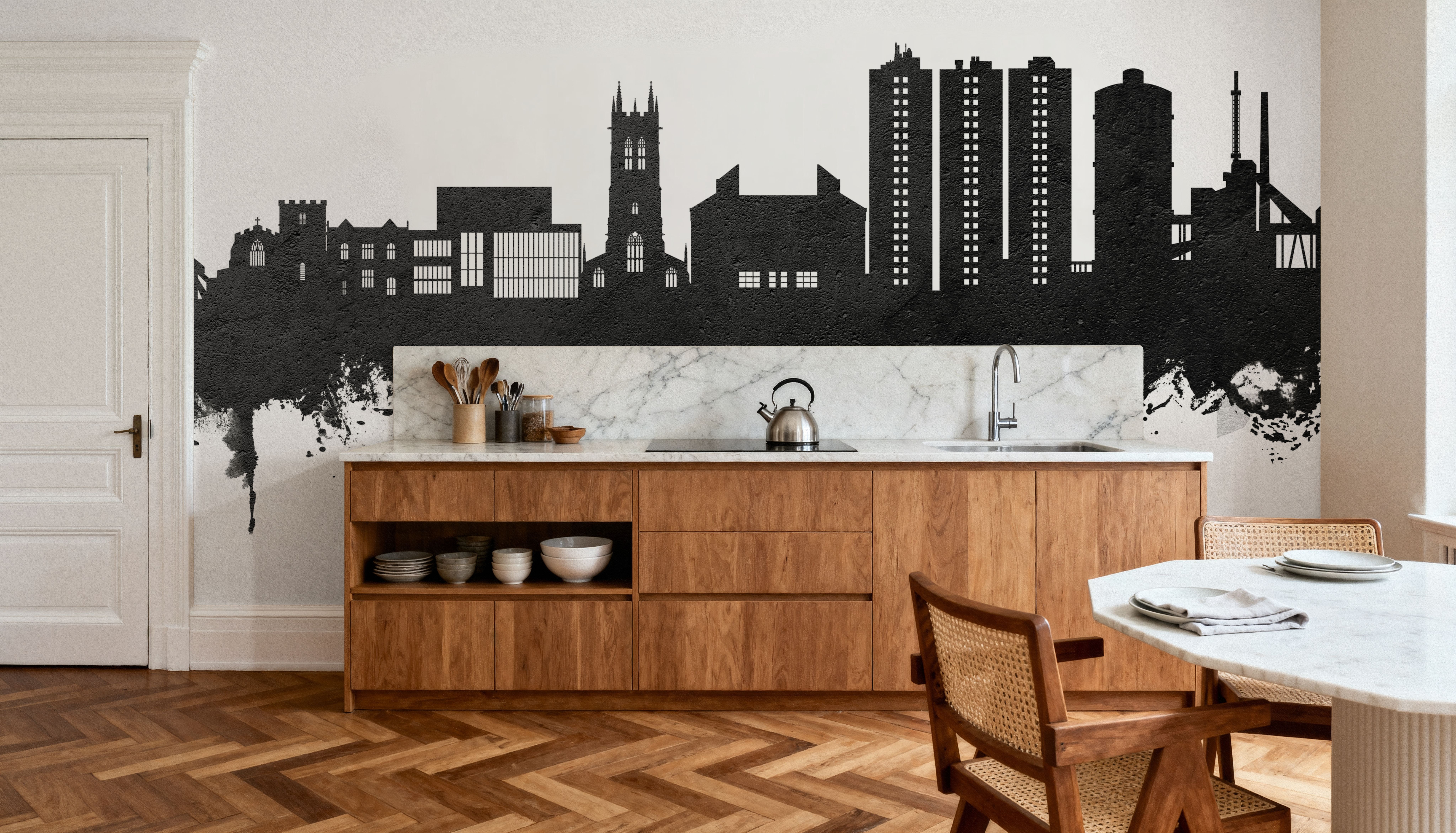 Scunthorpe England Skyline Black & White