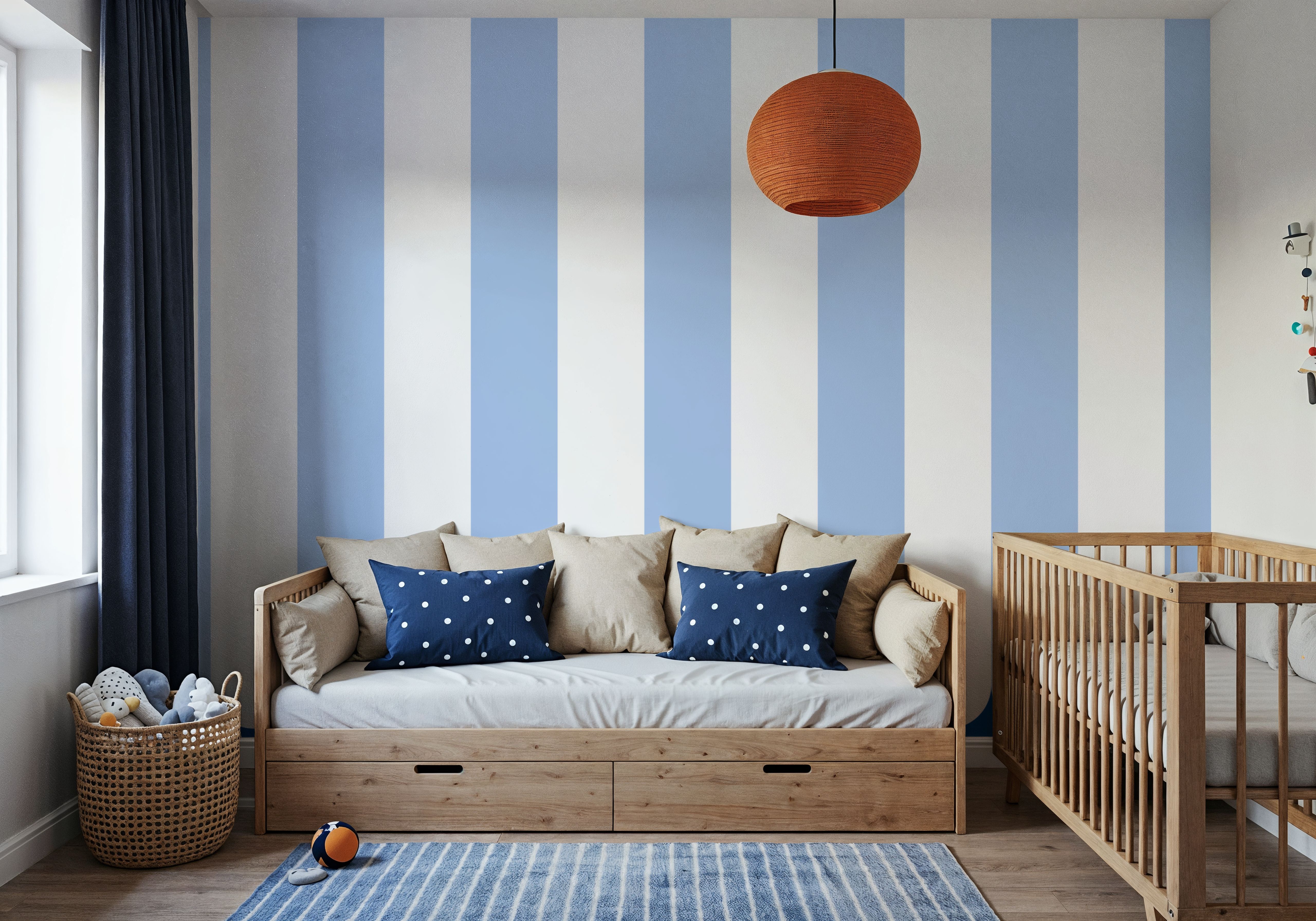Scalloped Circus Wall, Baby Blue