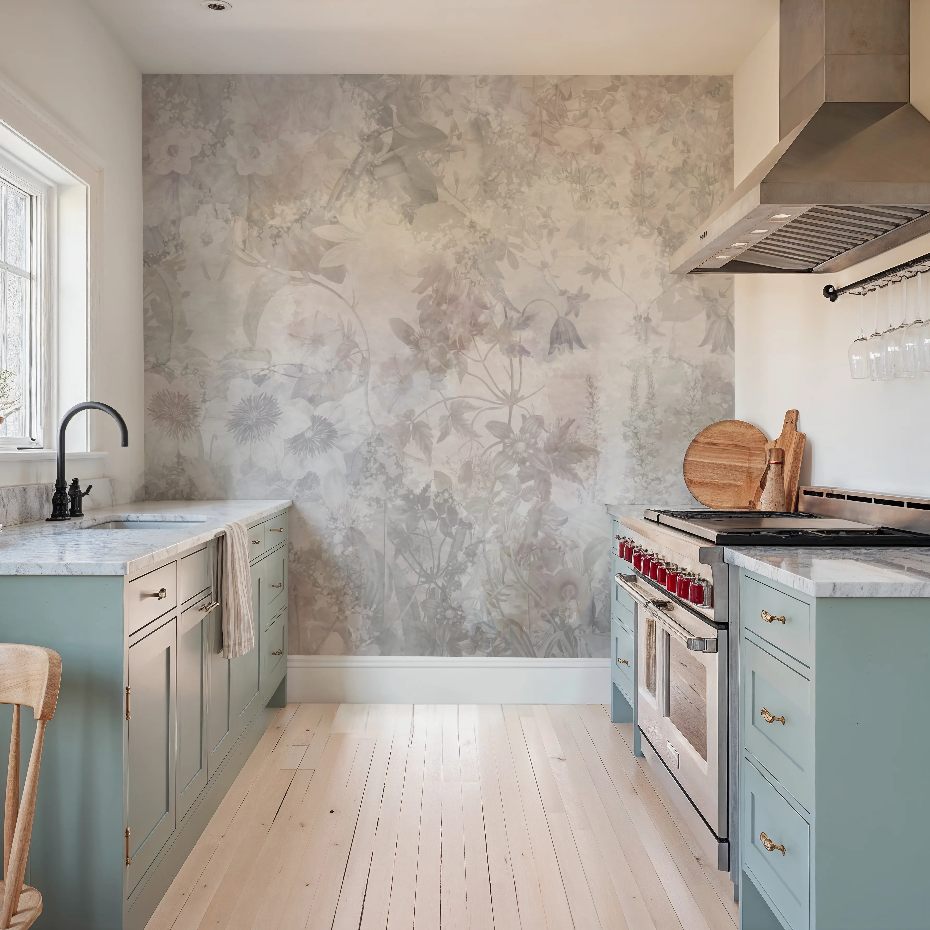 Fotobehang - Watercolor Garden - Bloemen Natuur Mural - Wit - Slaapkamers - Wallism België - Zelfklevend of Vliesbehang
