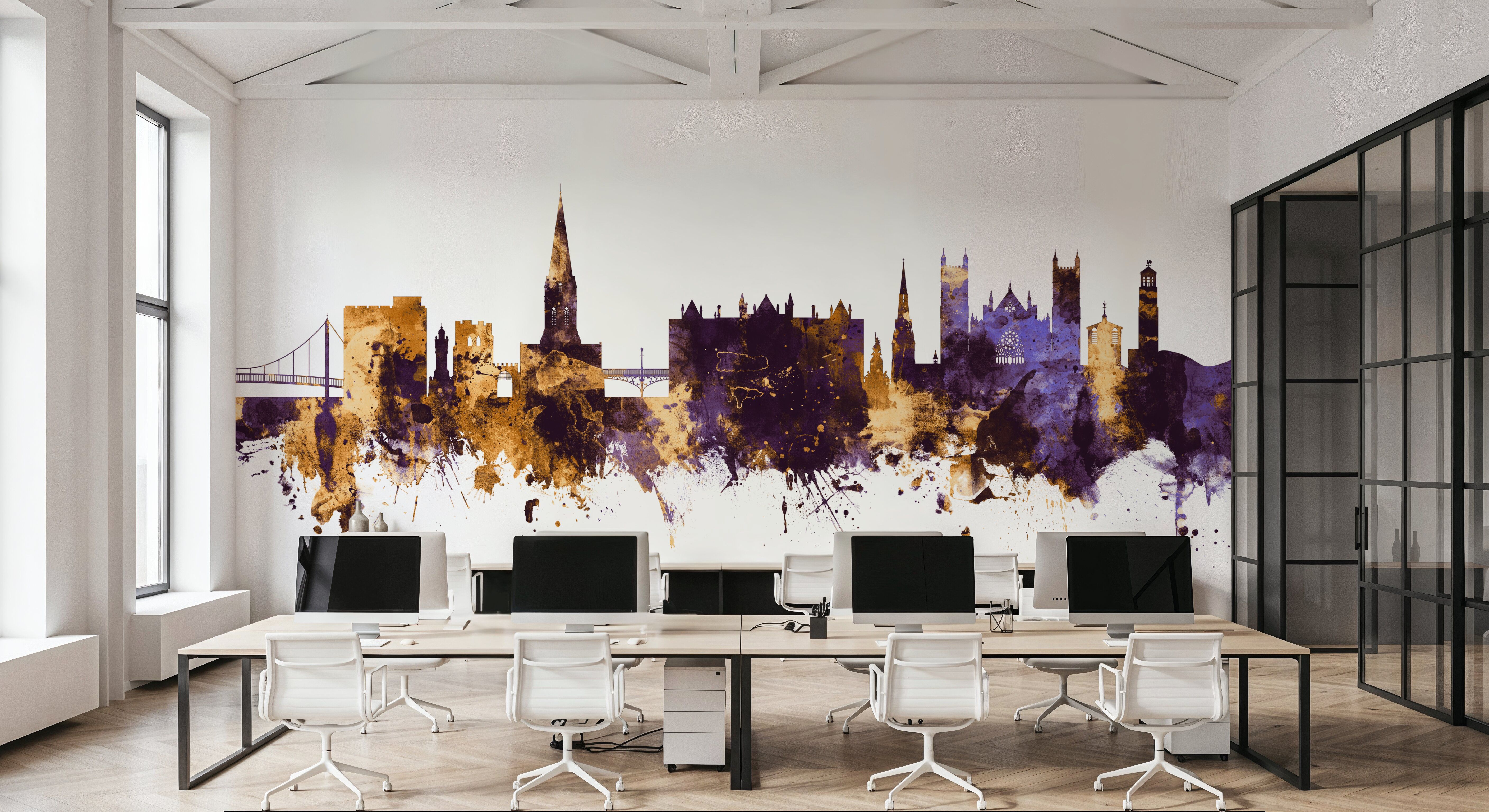 Exeter England Skyline Purple & Gold