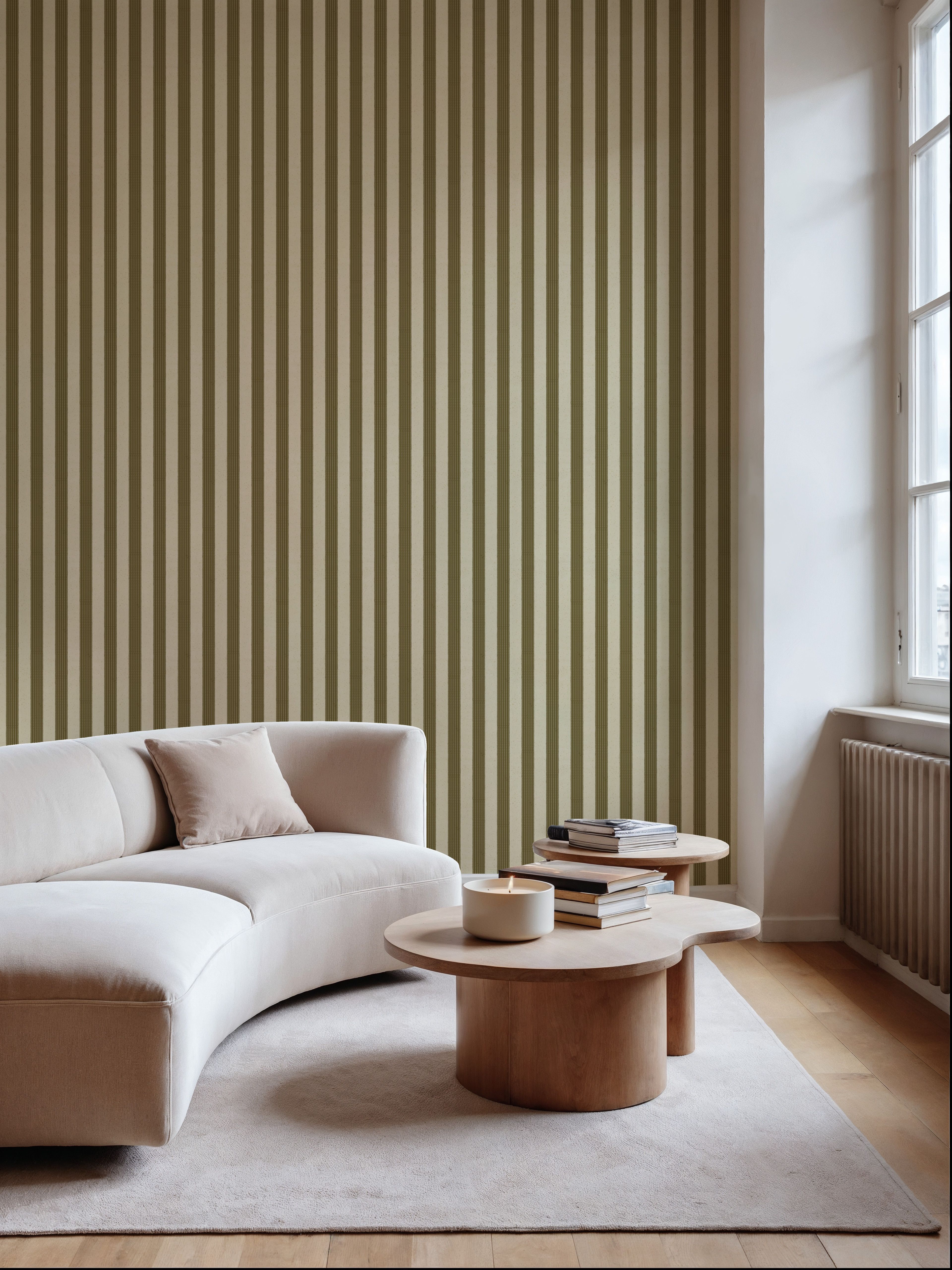 Ticking Awning Stripes, Khaki