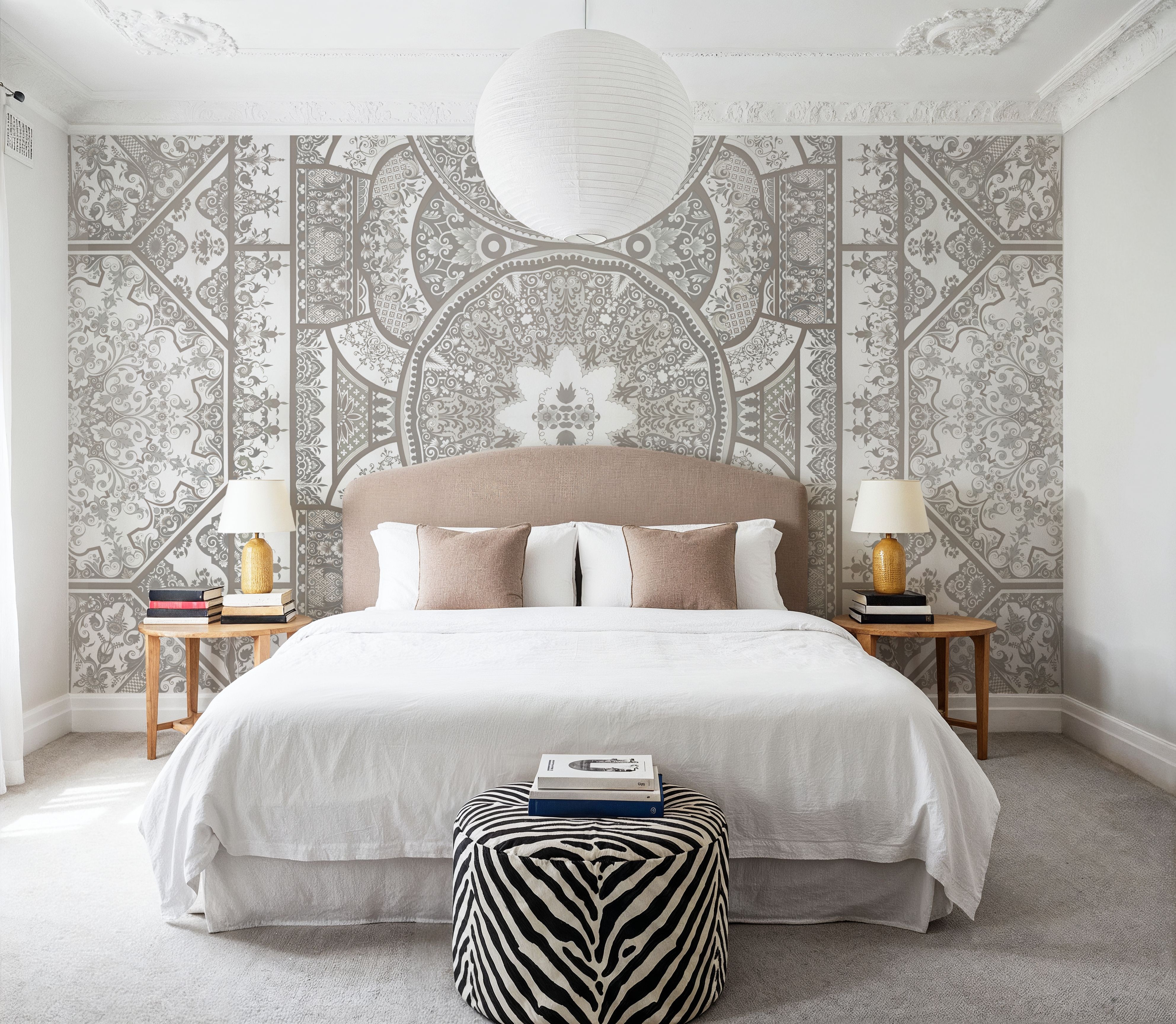 Eastern Tales, Ecru, Papel de parede