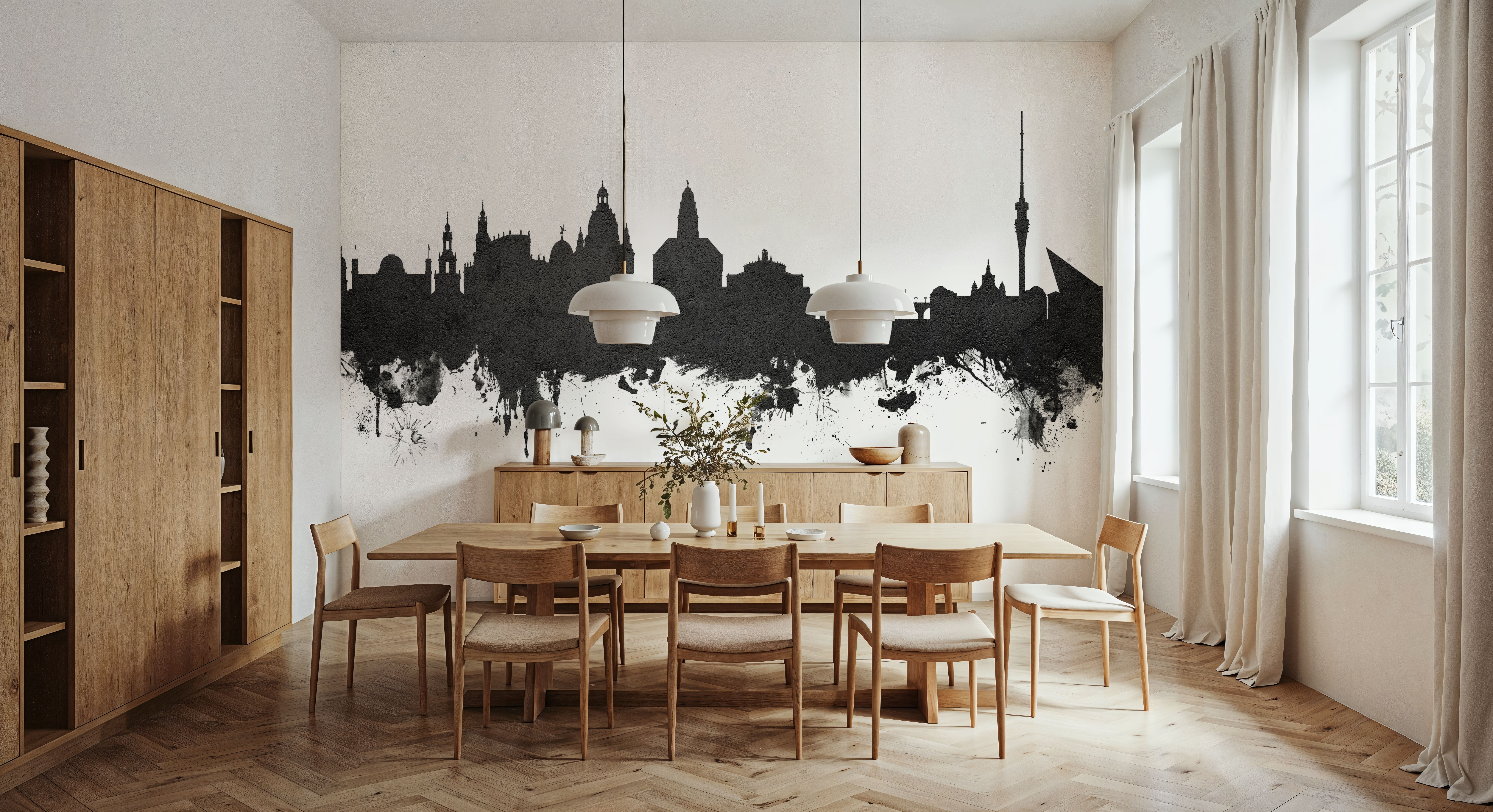 Dresden Germany Skyline Black & White, Carte da parati