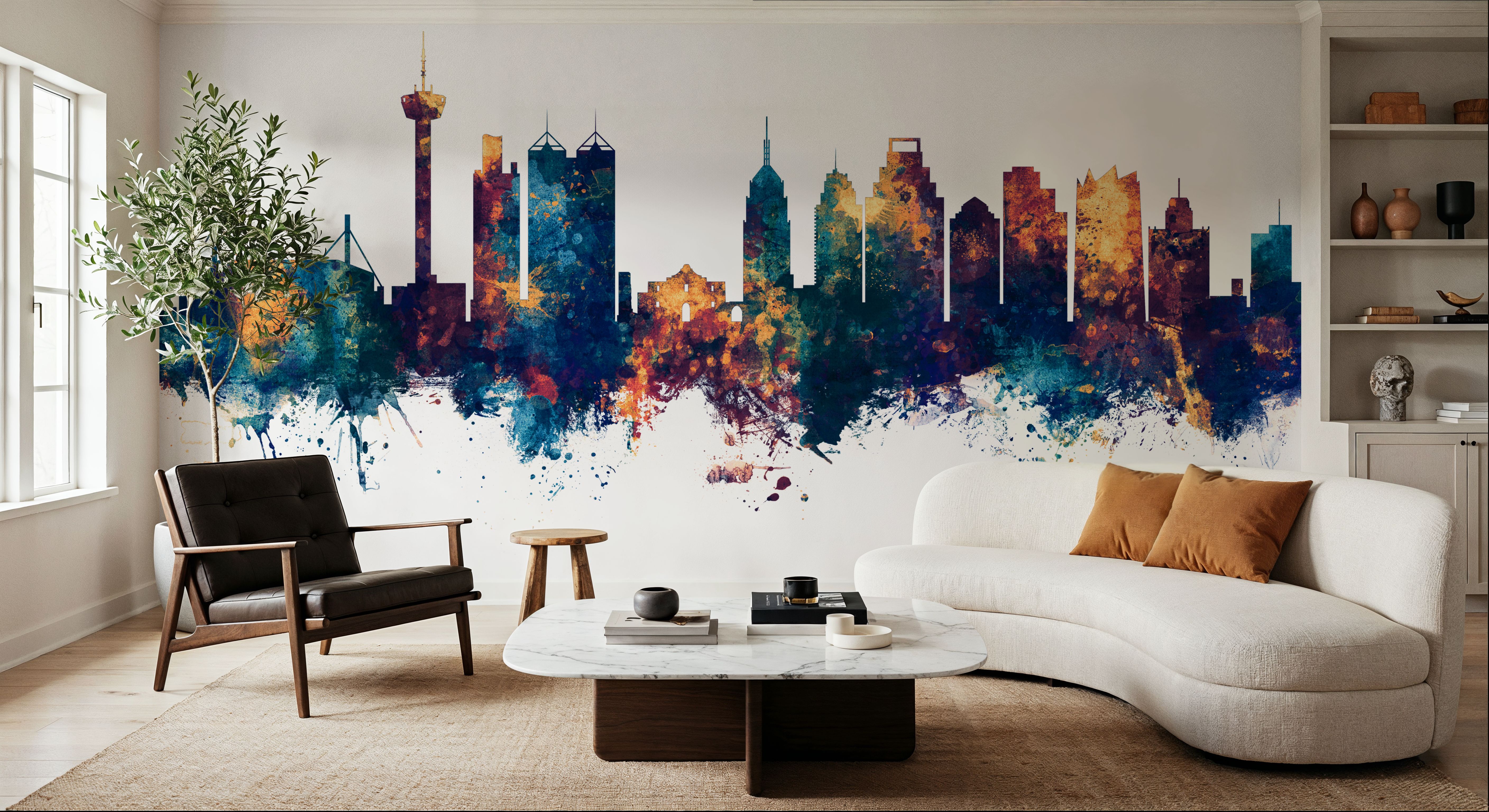 San Antonio Texas Skyline Blue & Bronze