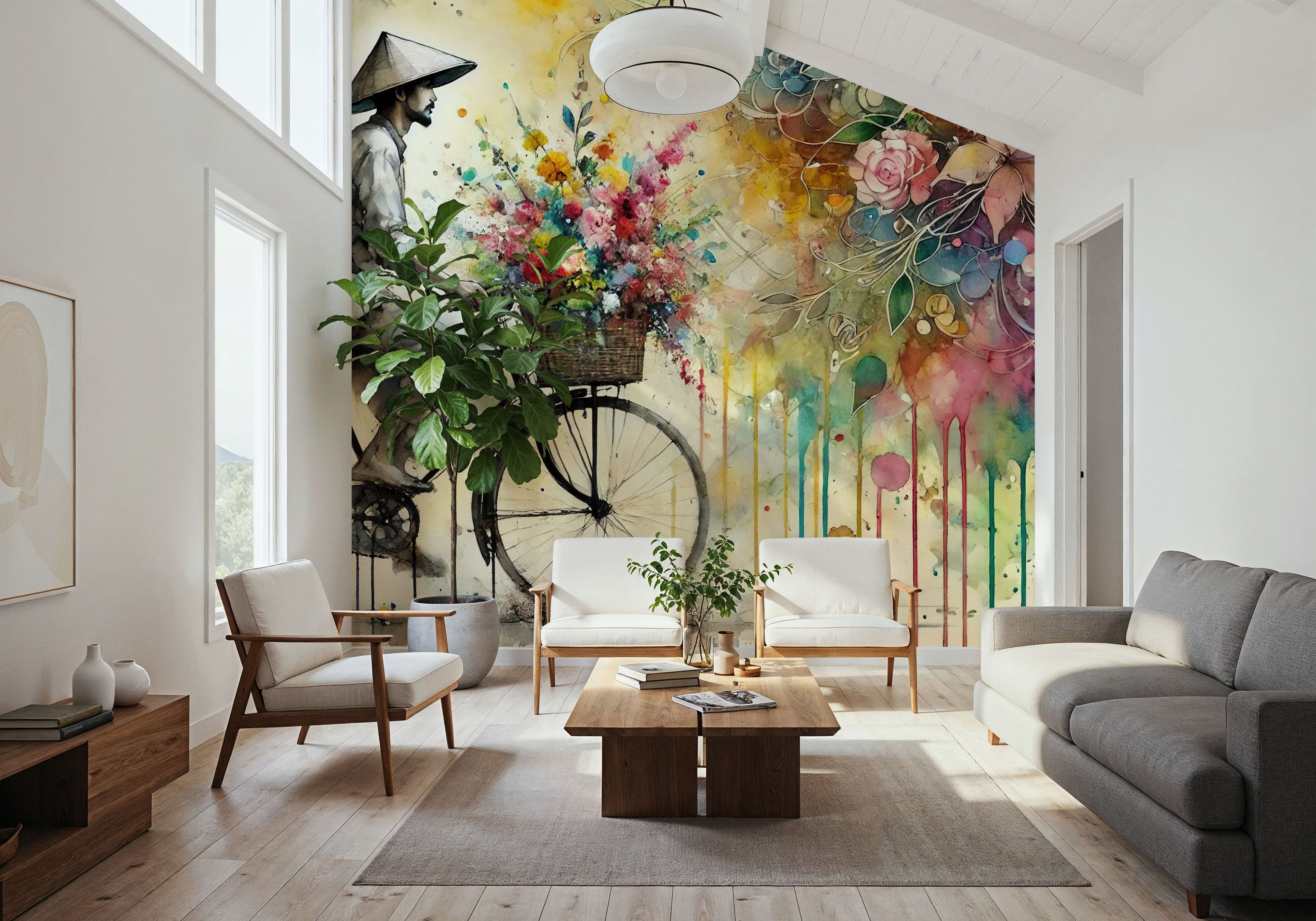 Vibrant Floral Cyclist